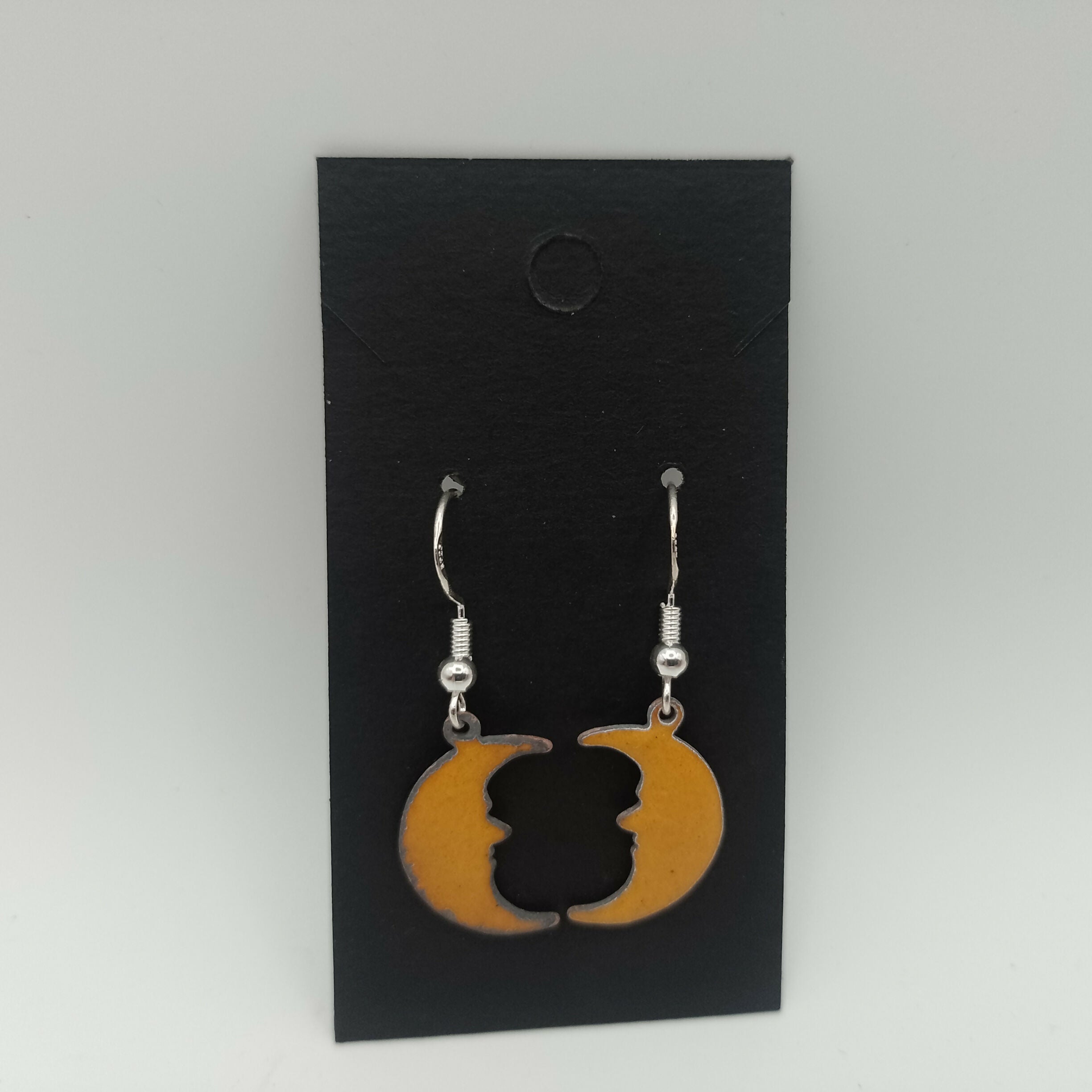 Yellow Moon Enamel Earrings