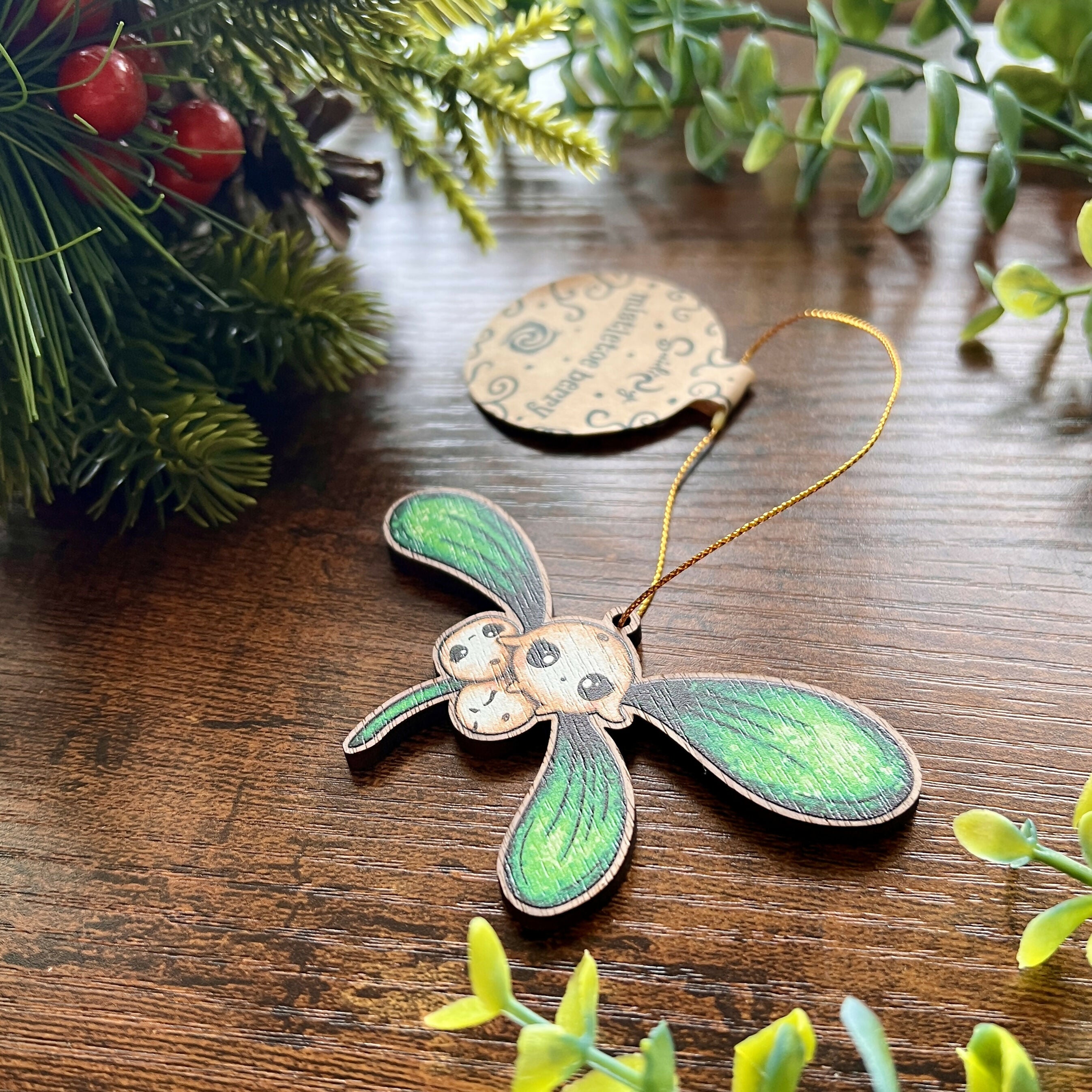 Mistletoe Berries Wooden Decoration