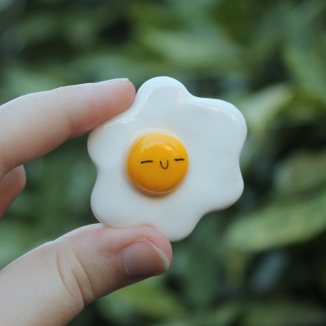 Handmade Polymer Clay Sleepy Egg Magnet