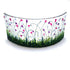 Large Freestanding Fused Glass Curve With Pink, Violet & Lavender Flowers
