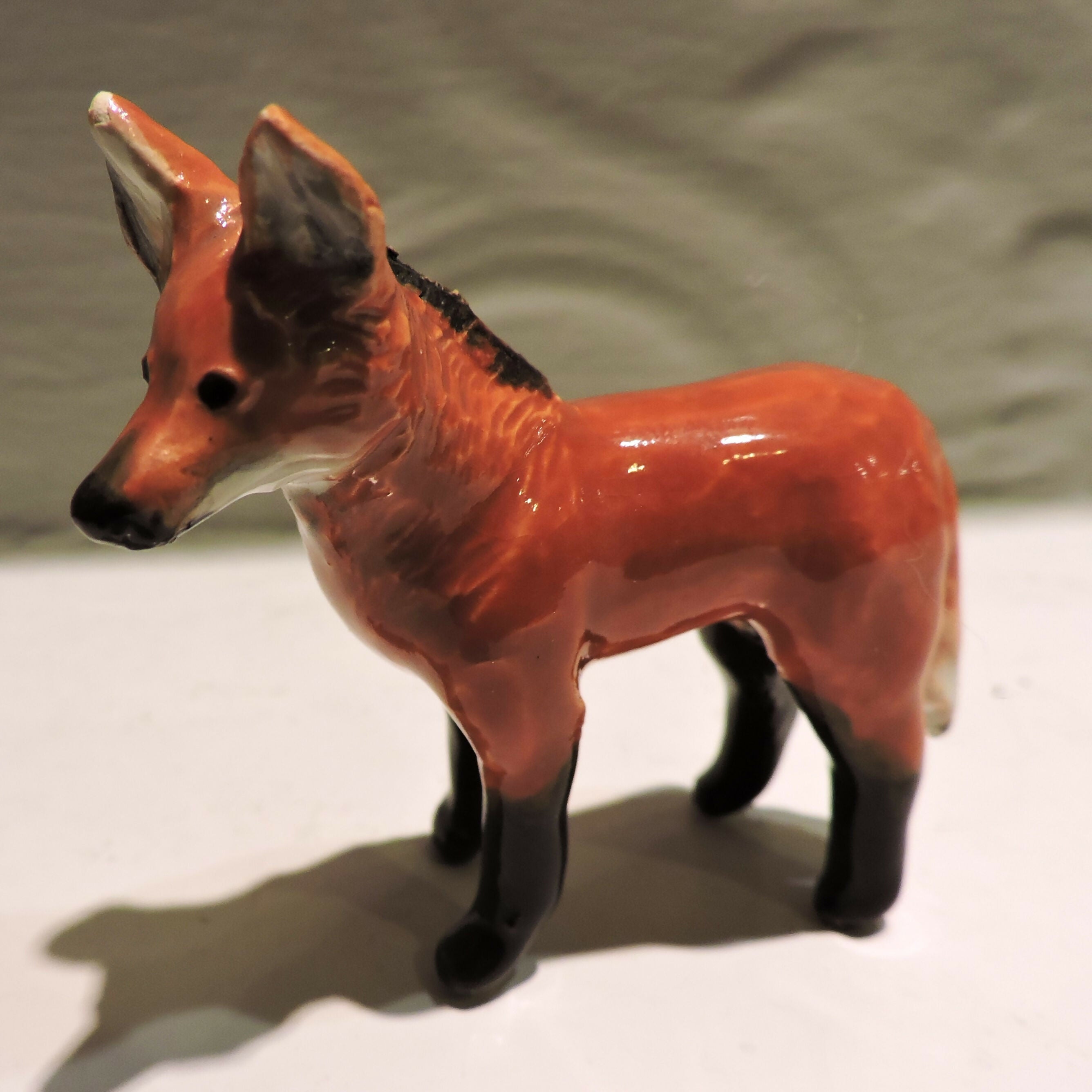 Ceramic Maned Wolf Sculpture