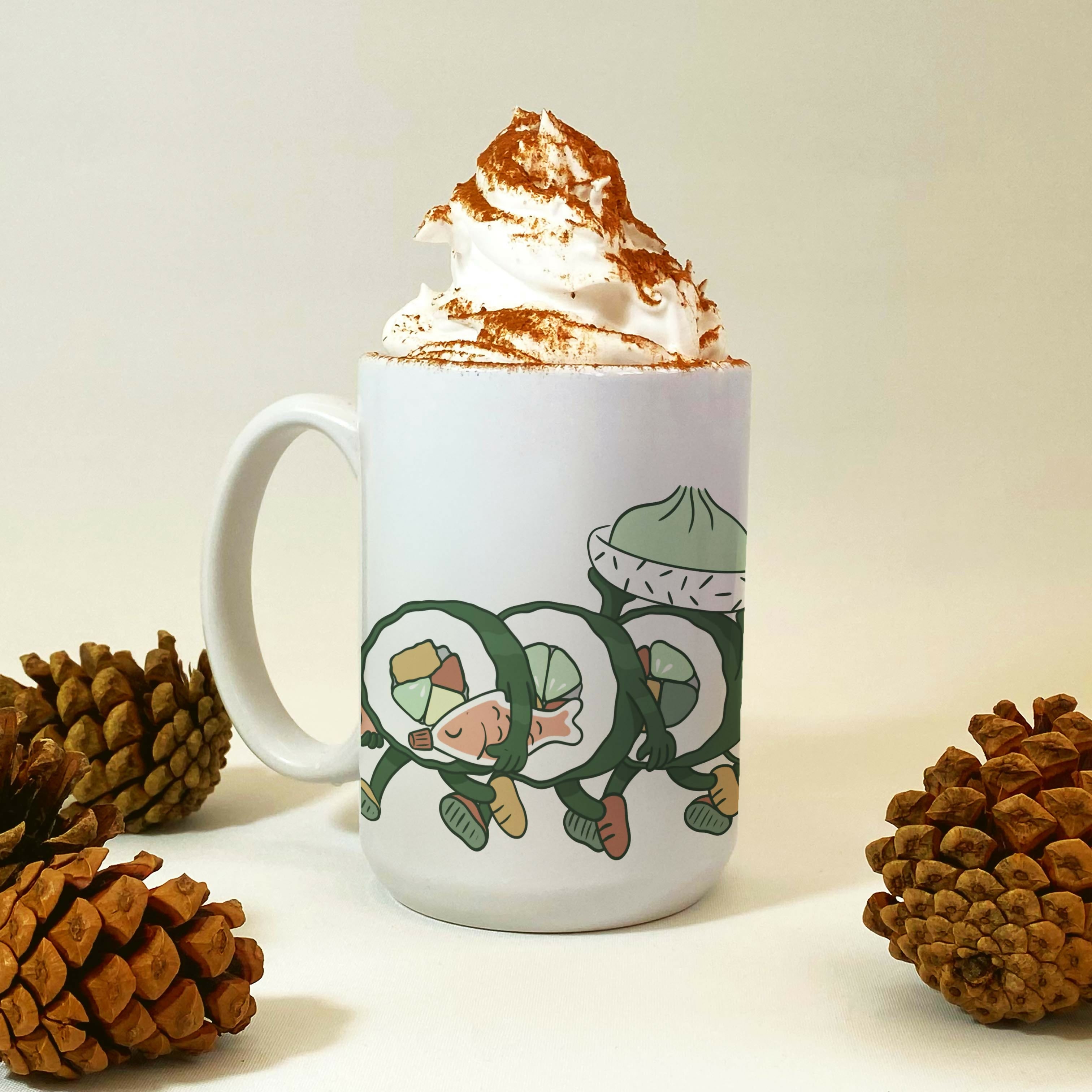 Sushi Parade - Illustrated, whimsical 15oz Mug
