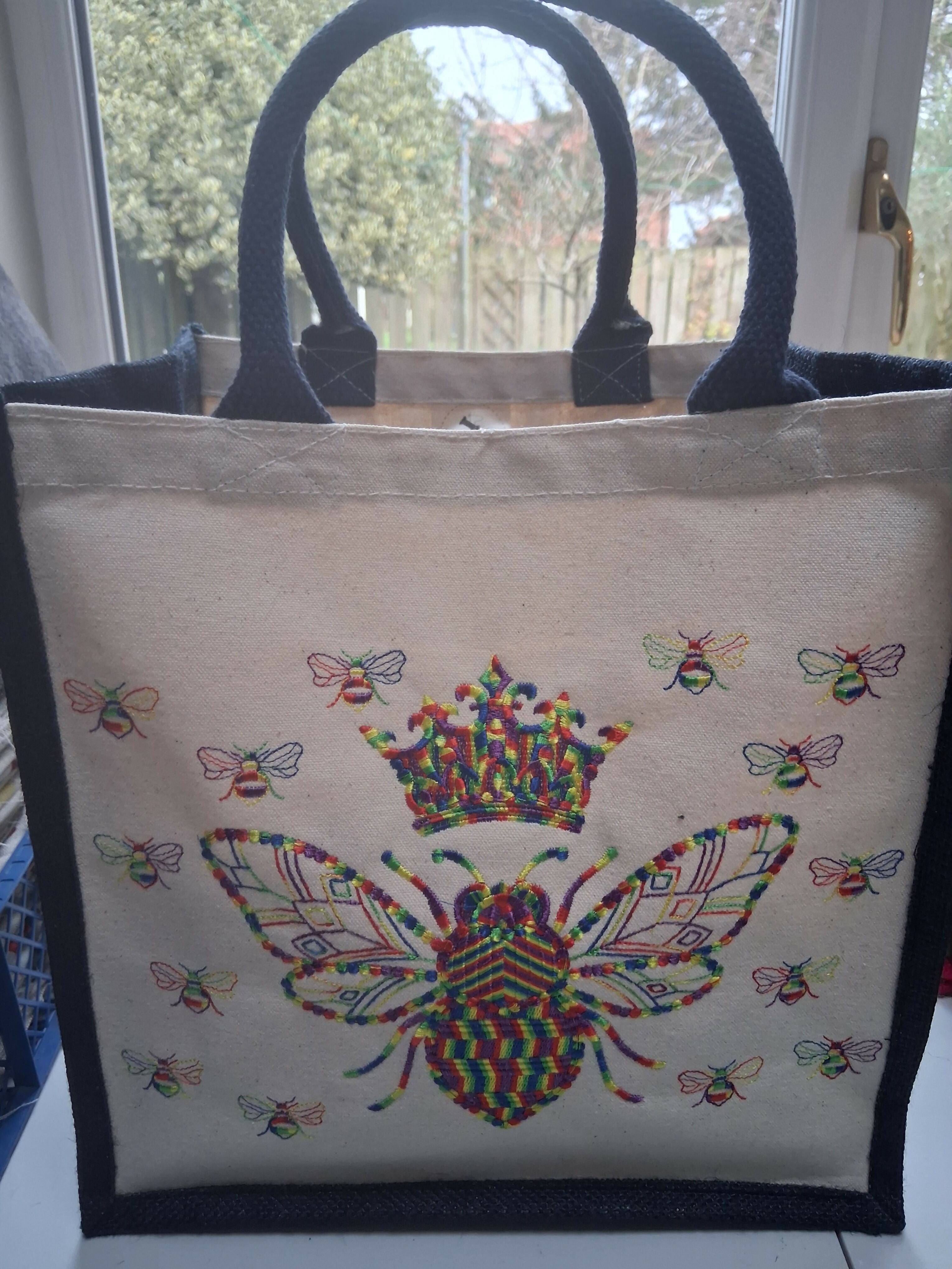 Embroidered Hessian Tote Shopper