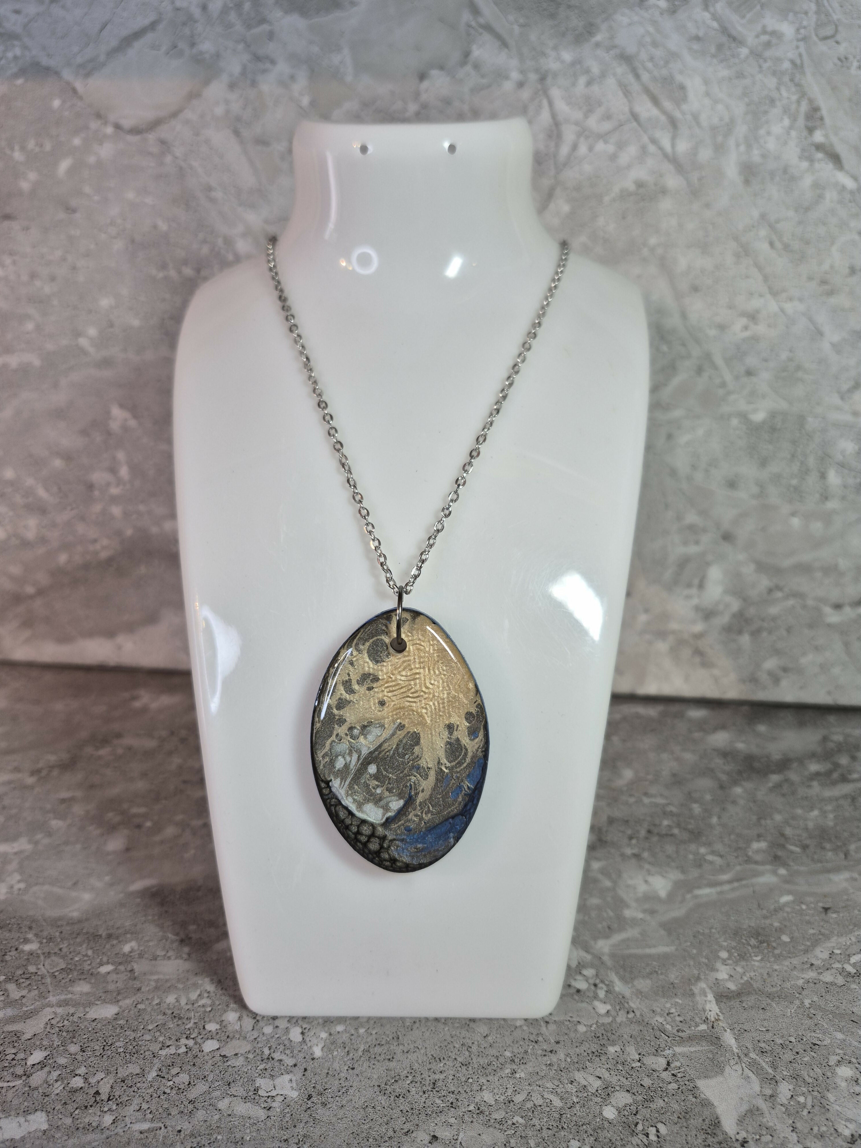 Unique Double Sided Hand Crafted Oval Multi Coloured Pendant