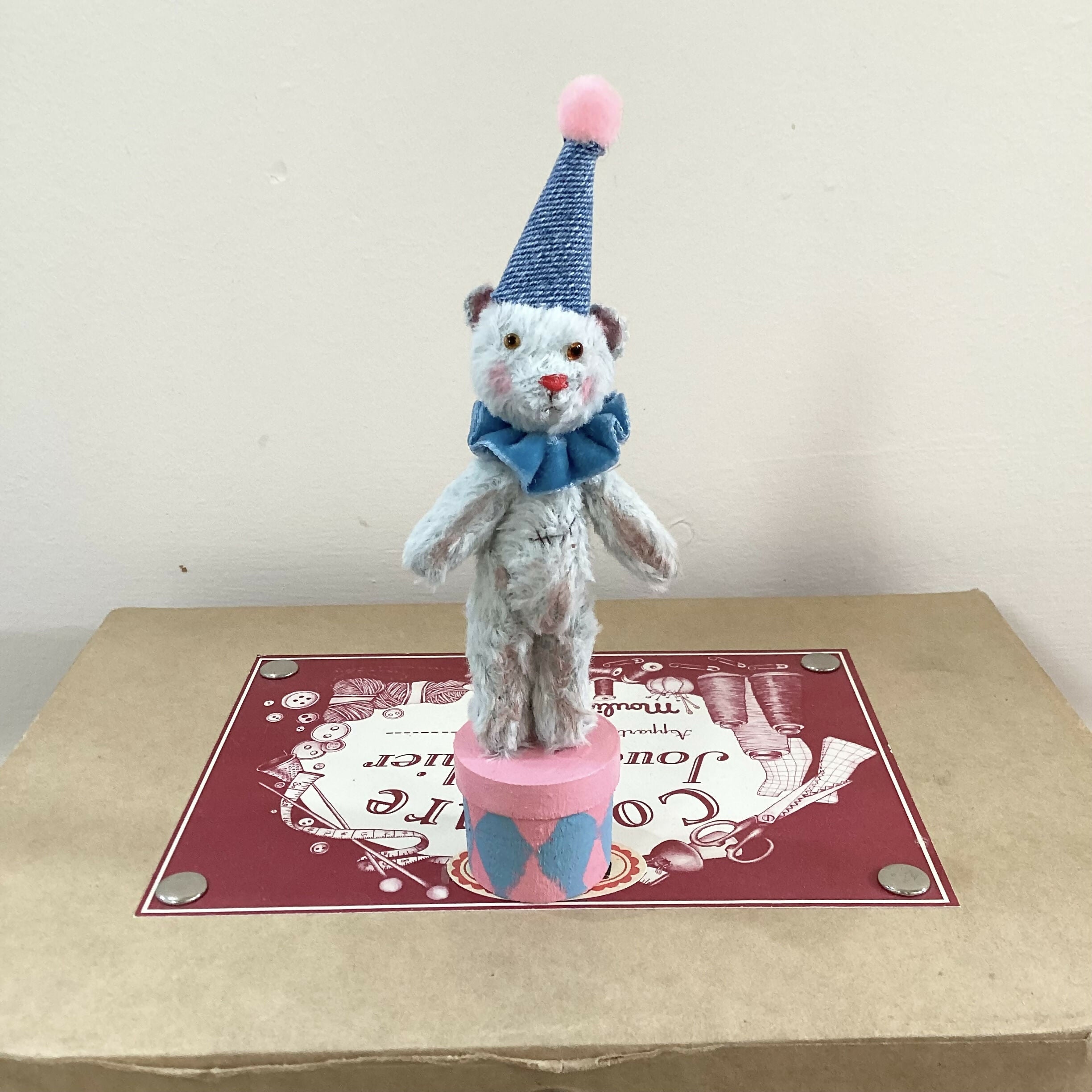 Miniature Teddy Clown Ornament (Blue)