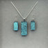 Ice Blue Dichroic Glass Necklace and Earrings Set - Sterling Silver, Handmade by Jade Tapson Glass