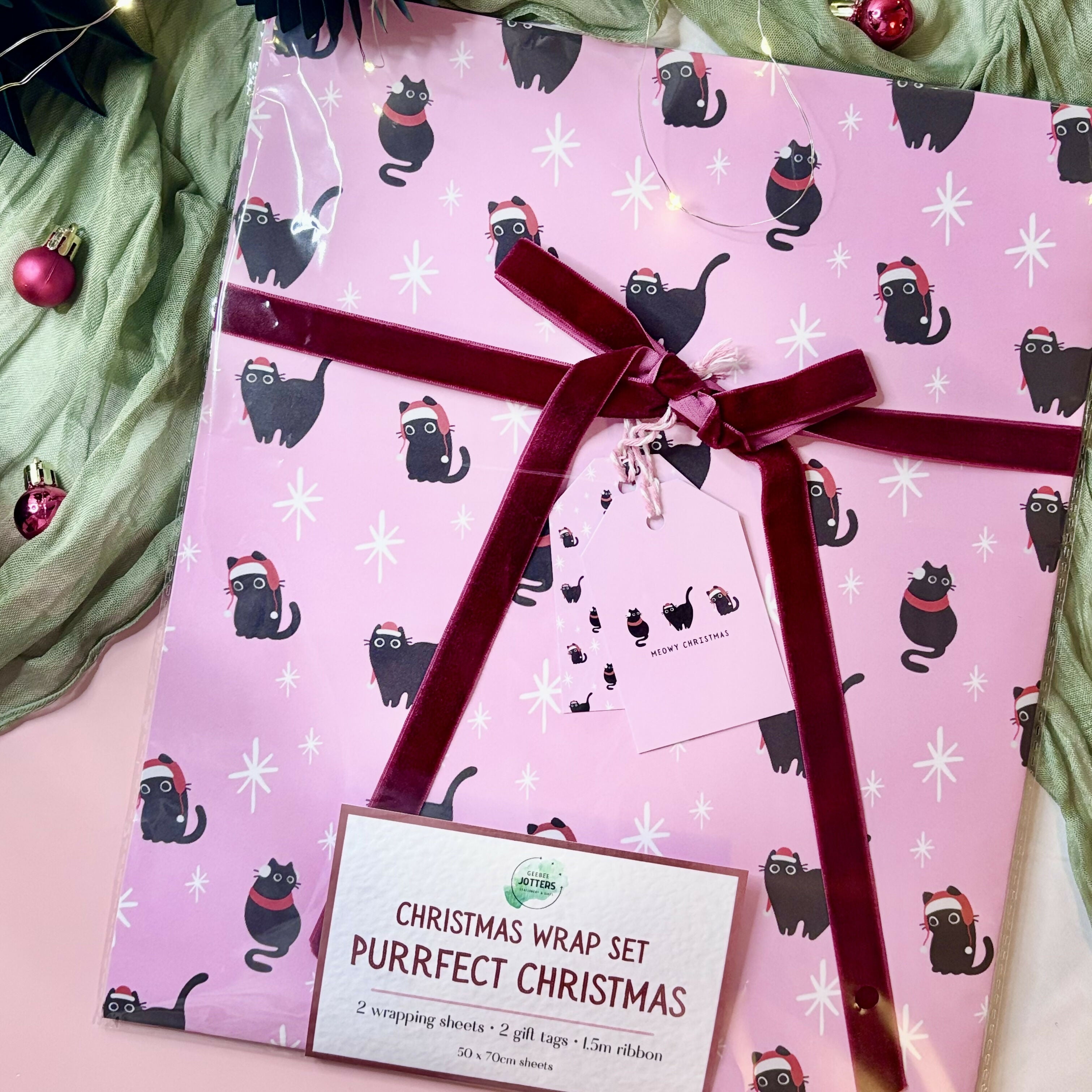 Purrfect Christmas Gift Wrap Set