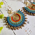 Tropical Blue Macrame Earrings; Boho Colourful Dopamine Colourful Statement Earrings