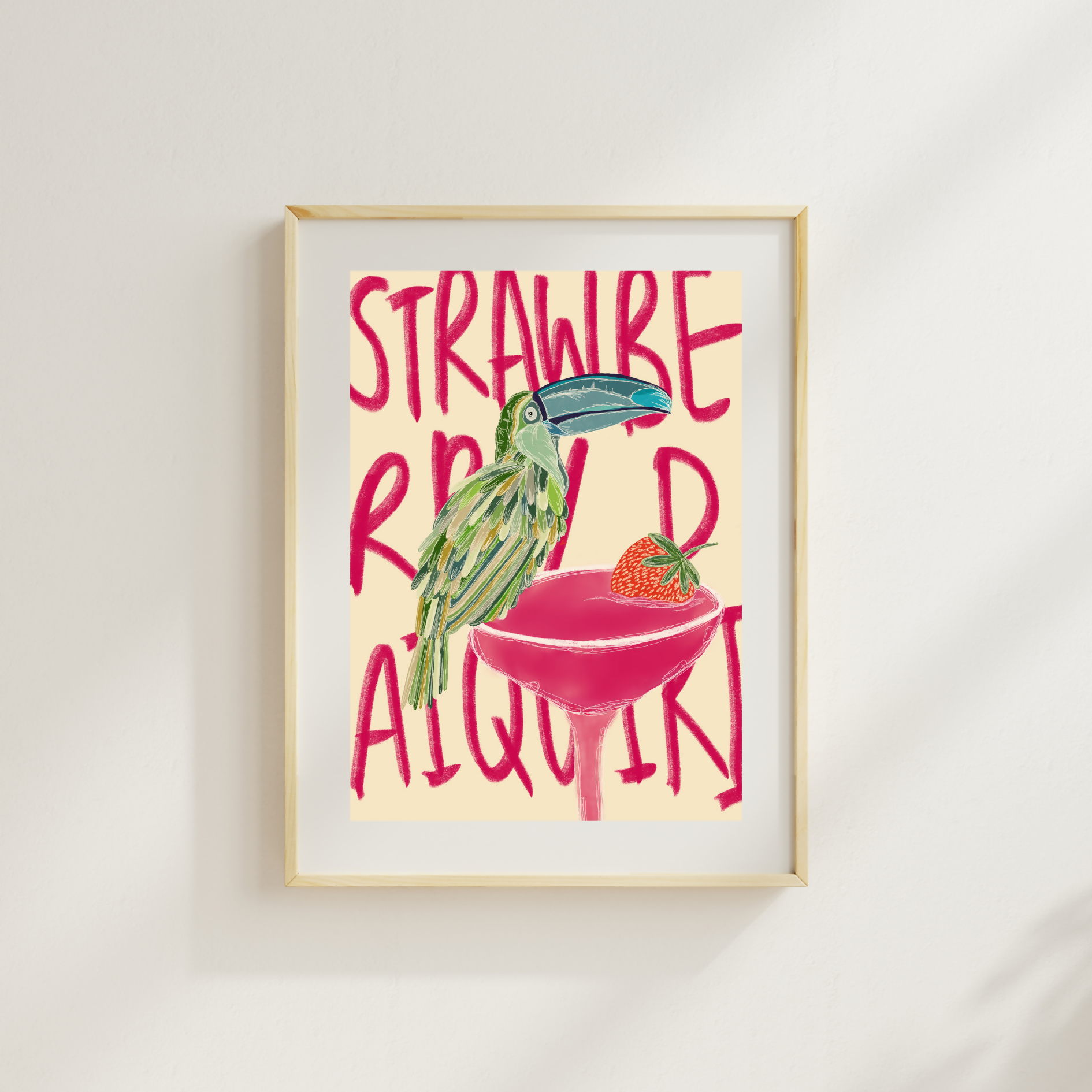 Toucan on a Daiquiri A5 Hand Illustrated Poster
