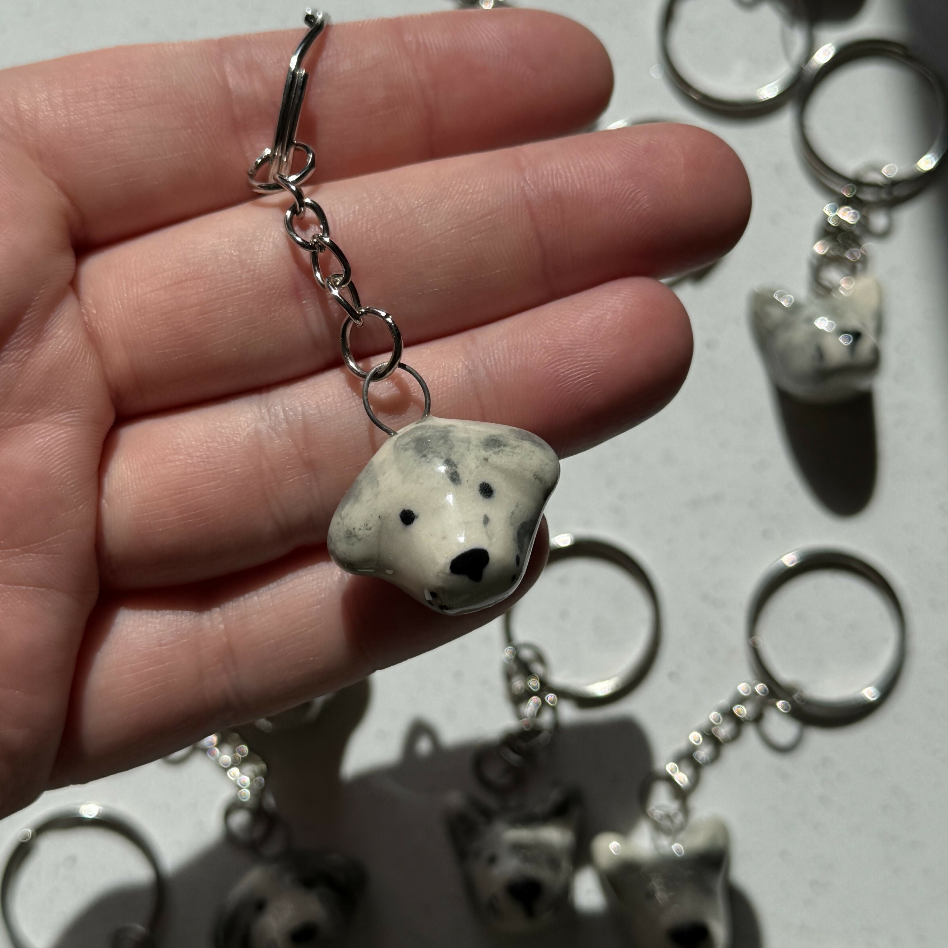 Handmade Ceramic Dog Keyring