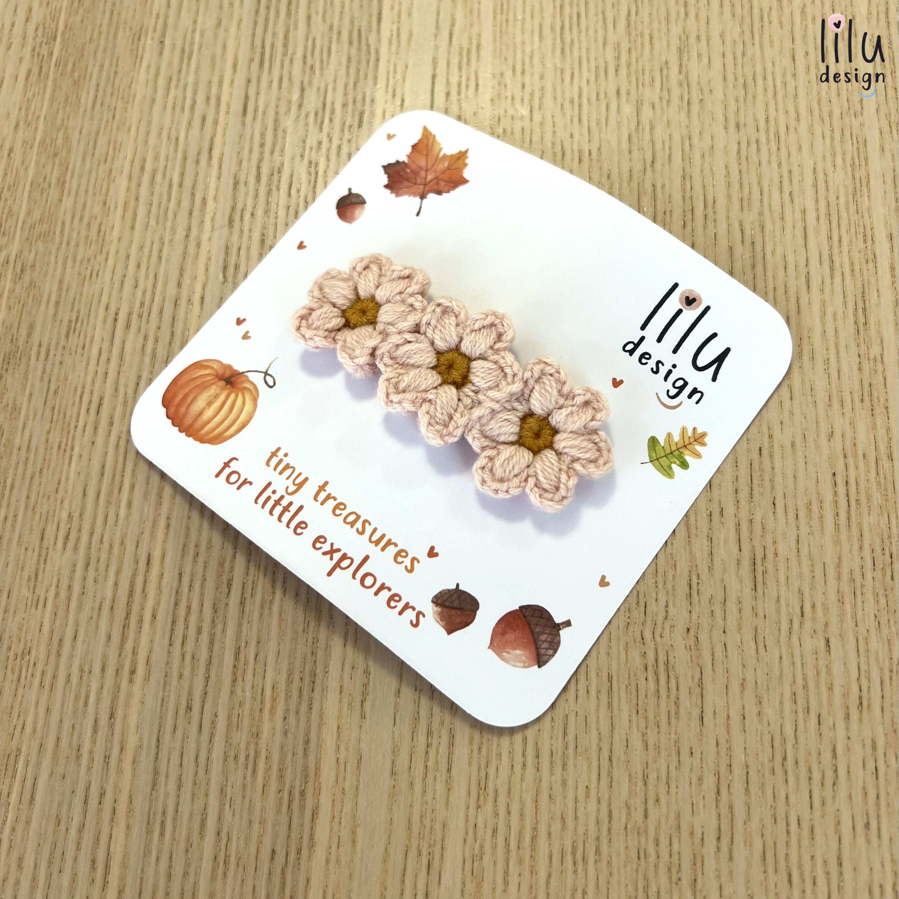 Crochet Hair Clip - Three Daisies