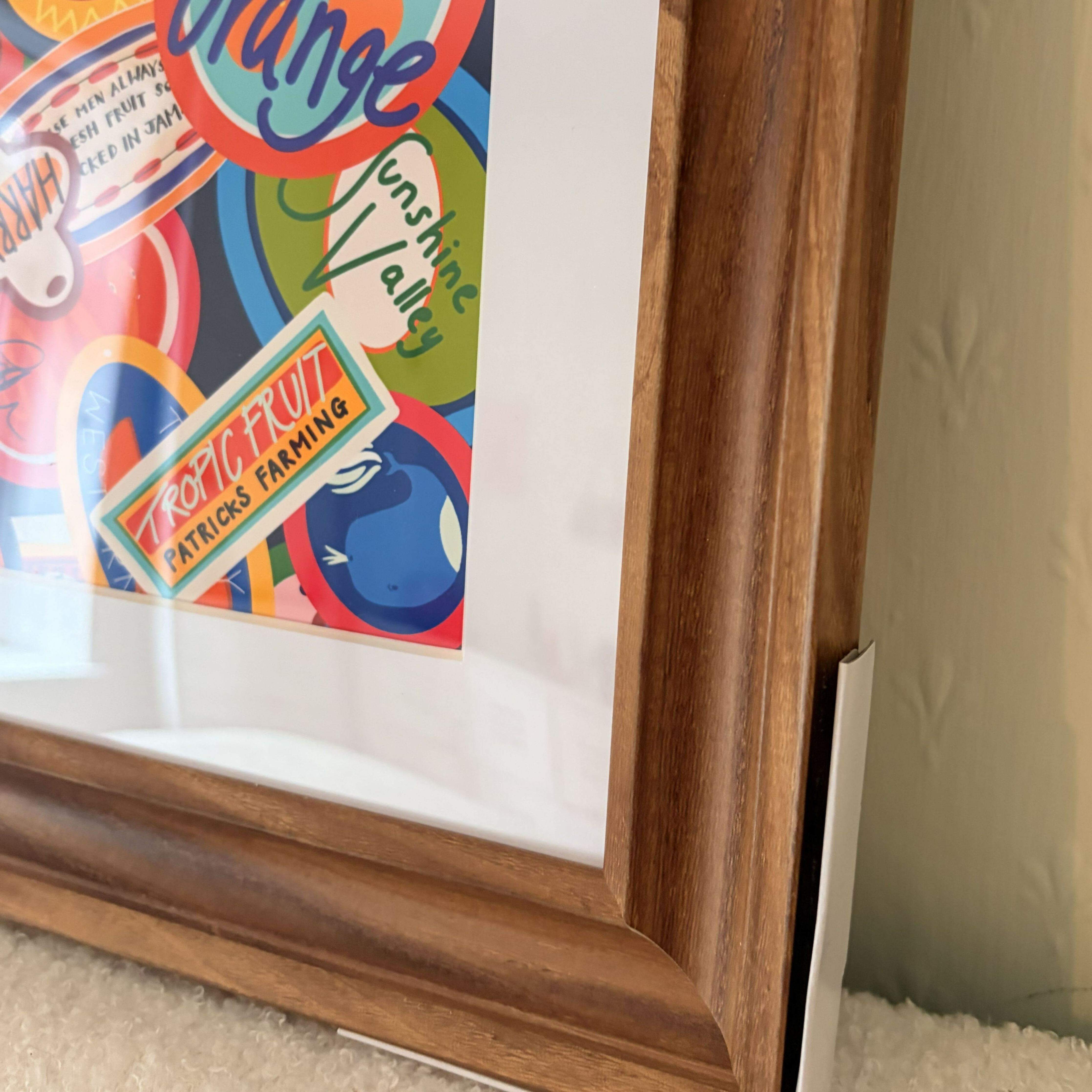 Framed Fruit Stickers Art