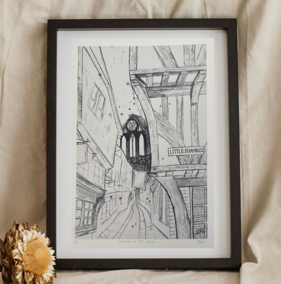 'Shambles In The Shadows' Limited Edition, Fine Art, Giclee York Mounted Print Hand Finished With Silver Leaf