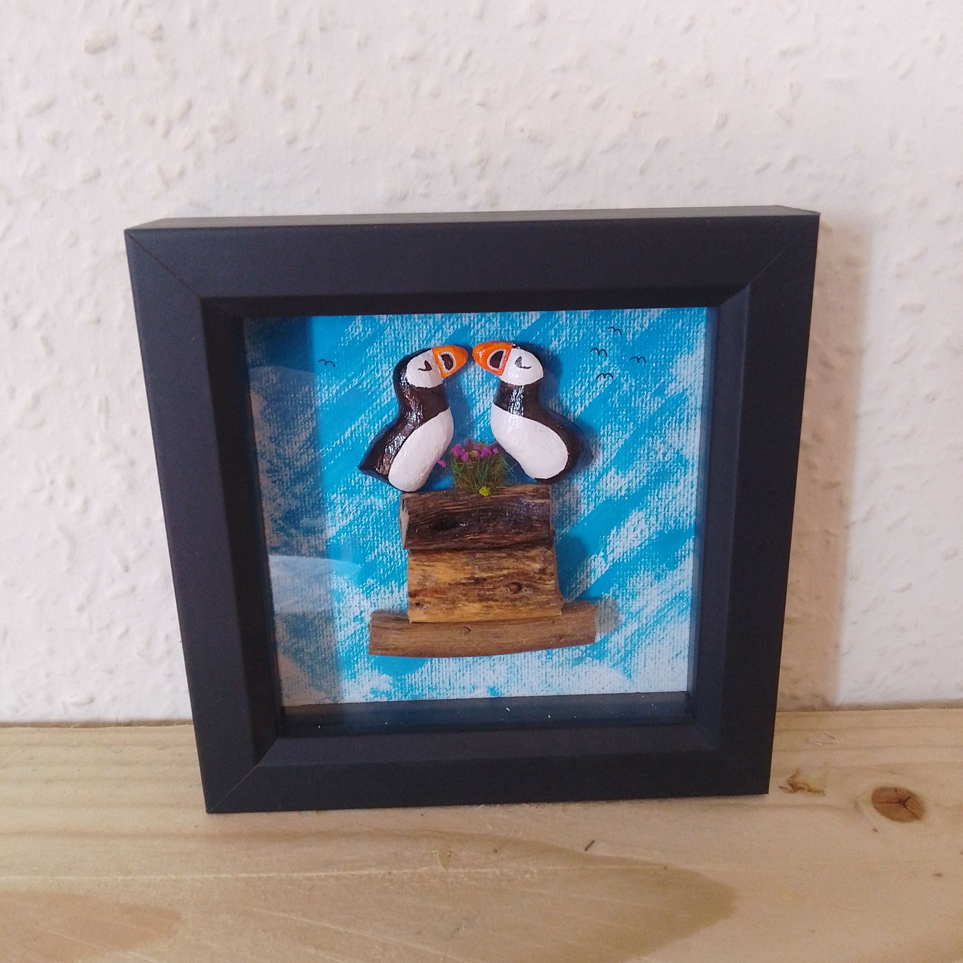 2 Puffins/Box Frame
