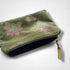 Lotus Flower Olive Green Velvet Zip-Up Pouch with Wrist Strap