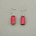 Red Dichroic Fused Glass Dangle Sterling Silver Earrings - Handmade by Jade Tapson Glass.