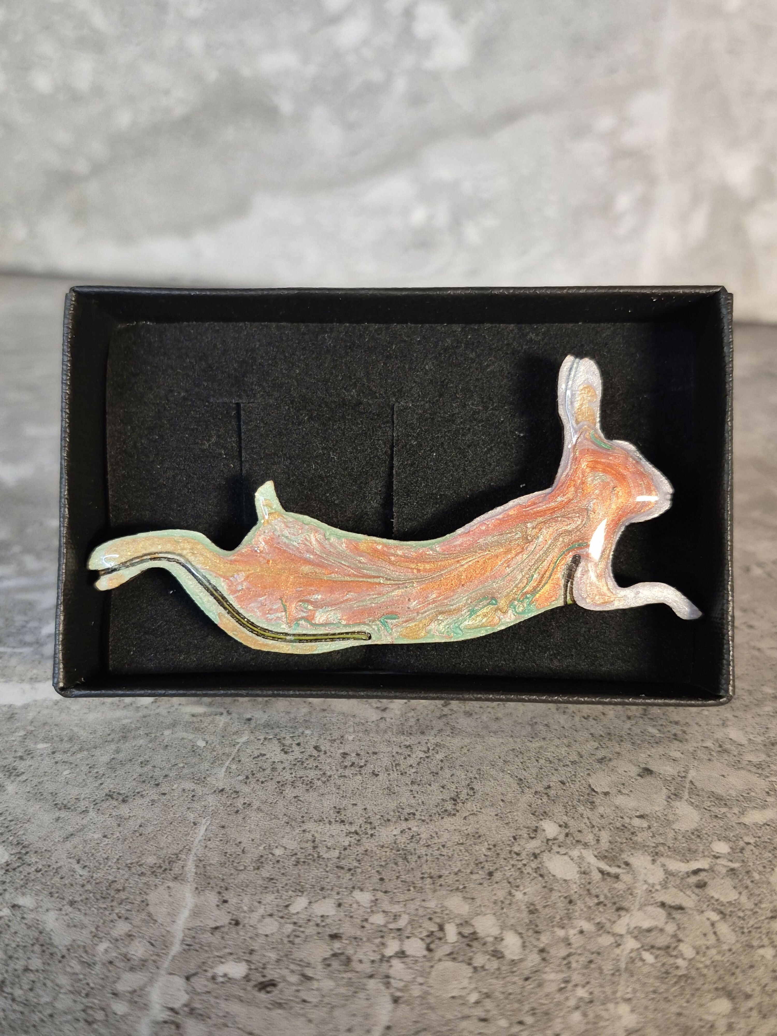 Unique Handcrafted Leaping Hare Pin