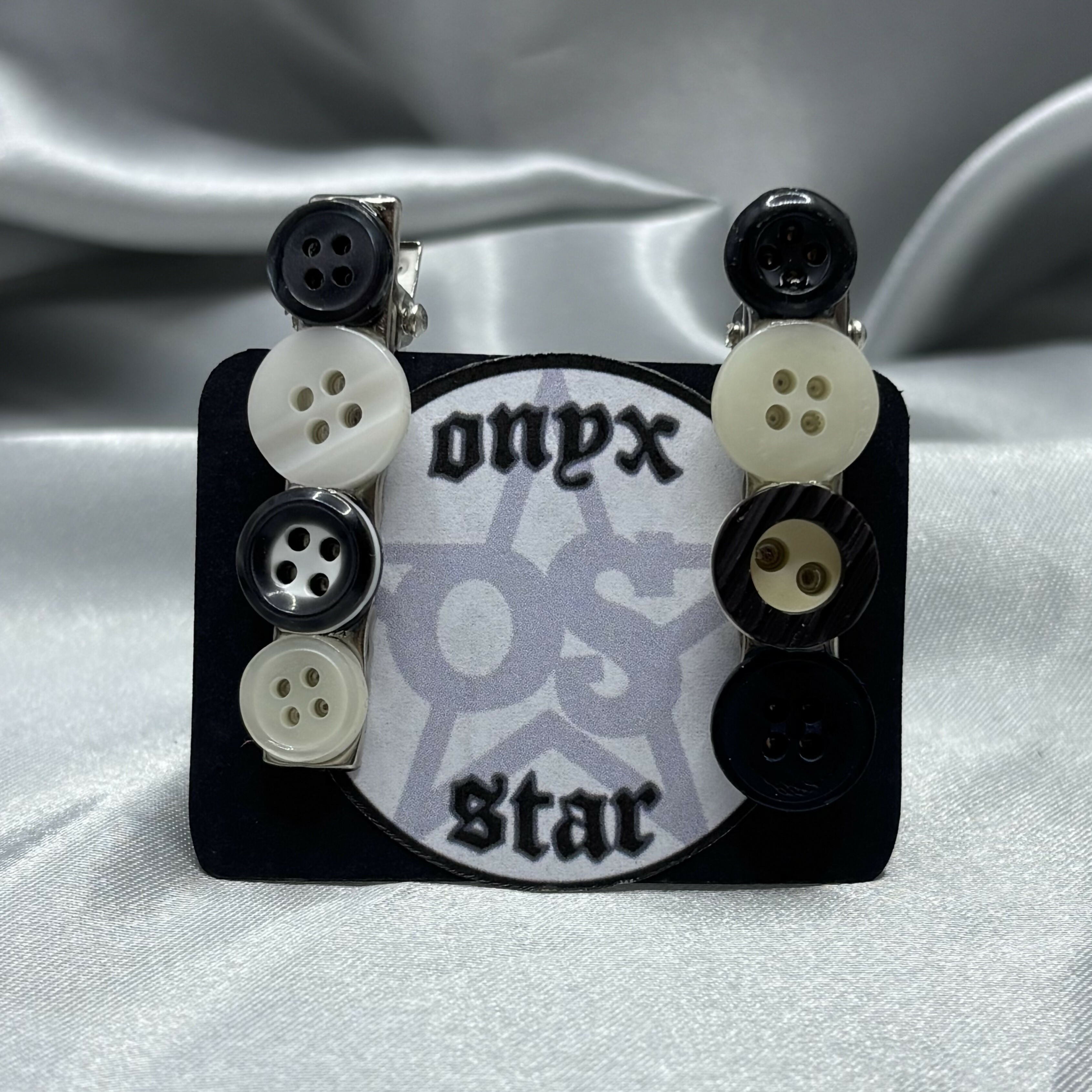 Black and White Button Hairclips