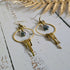 Black Pearl Gold Wire Earrings; Freshwater Baroque Natural Pearl Hammered Brass wire Hoop Dangly Earrings
