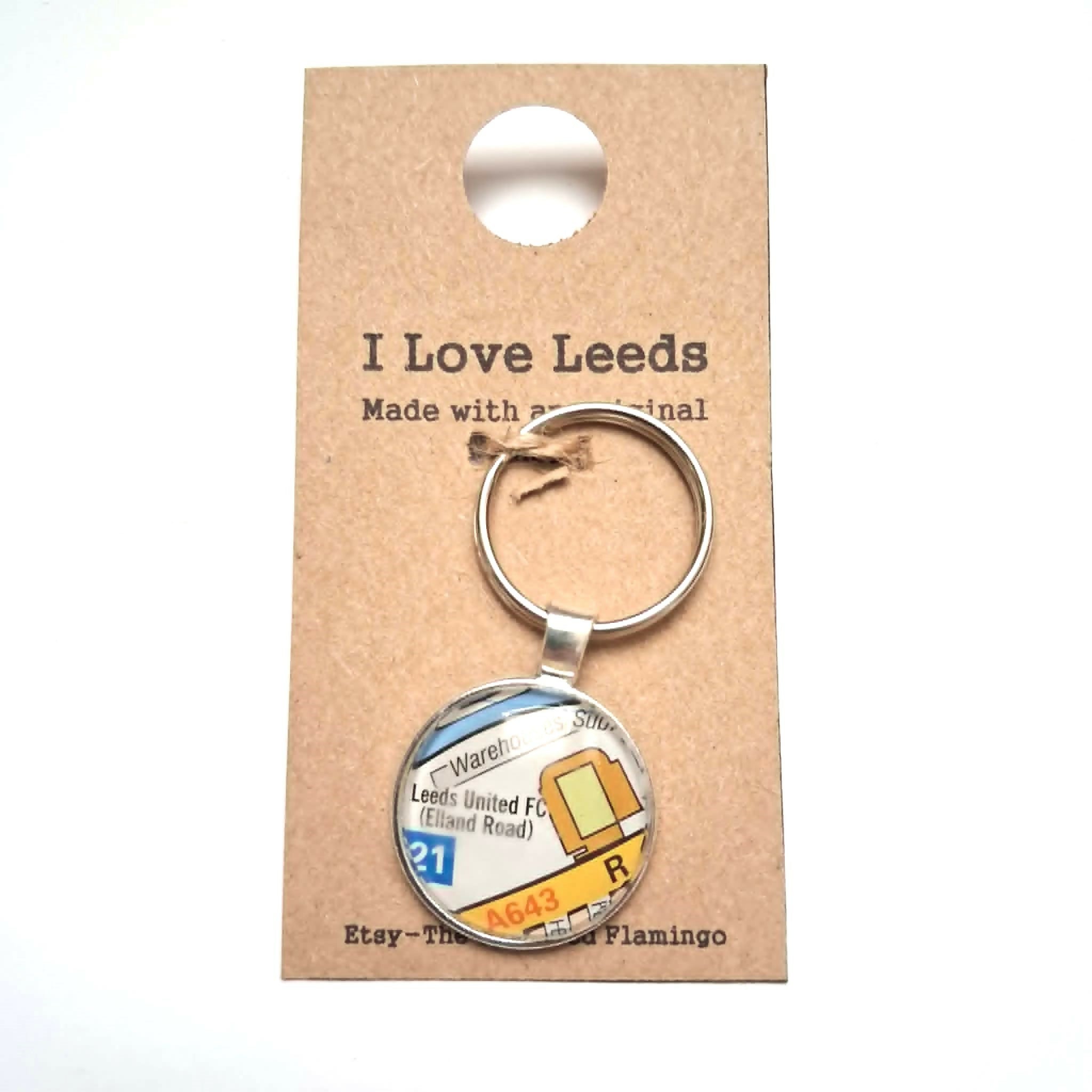 Elland Road Leeds Map Keyring