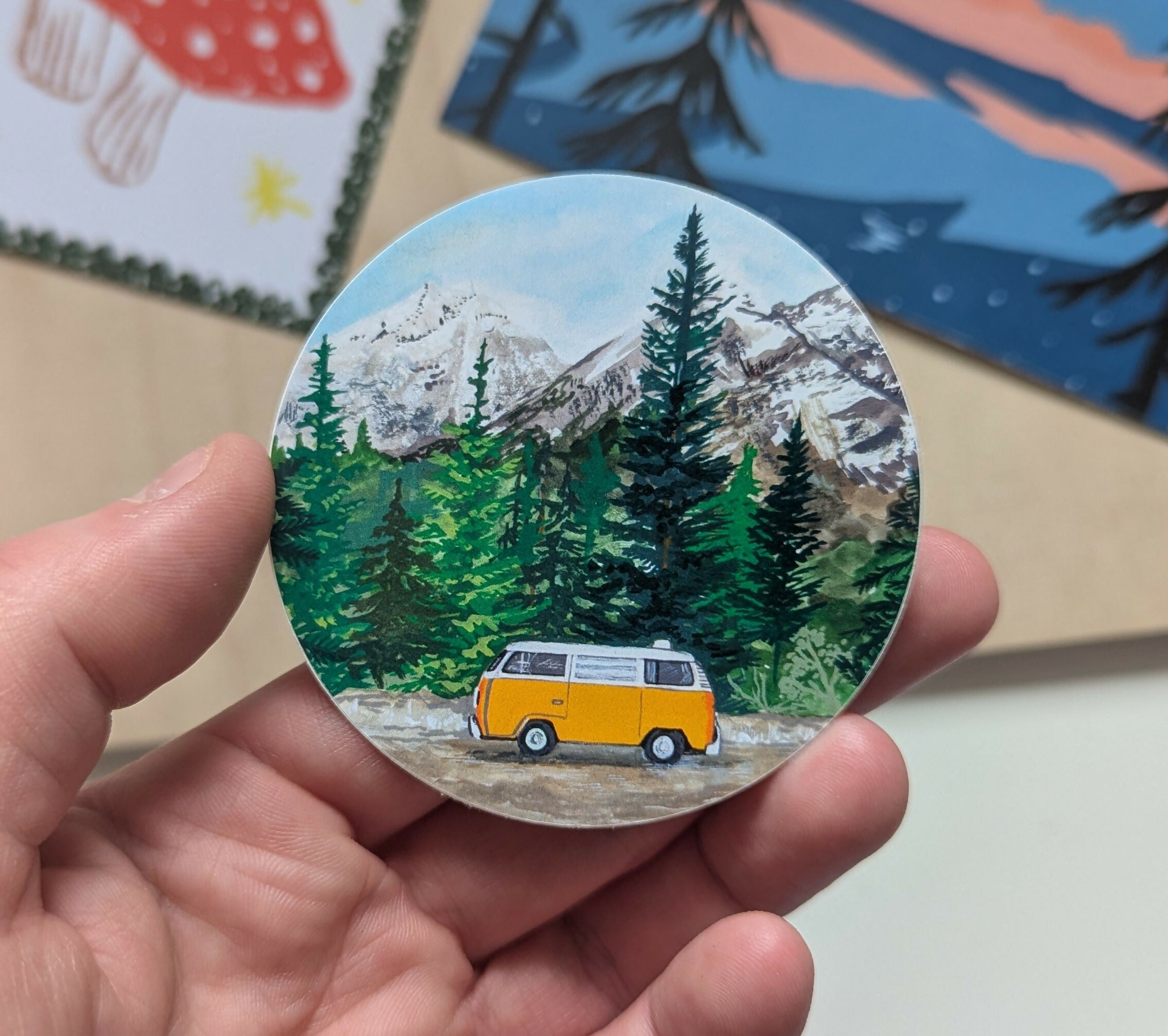 Camper Van Illustrated Vinyl Sticker