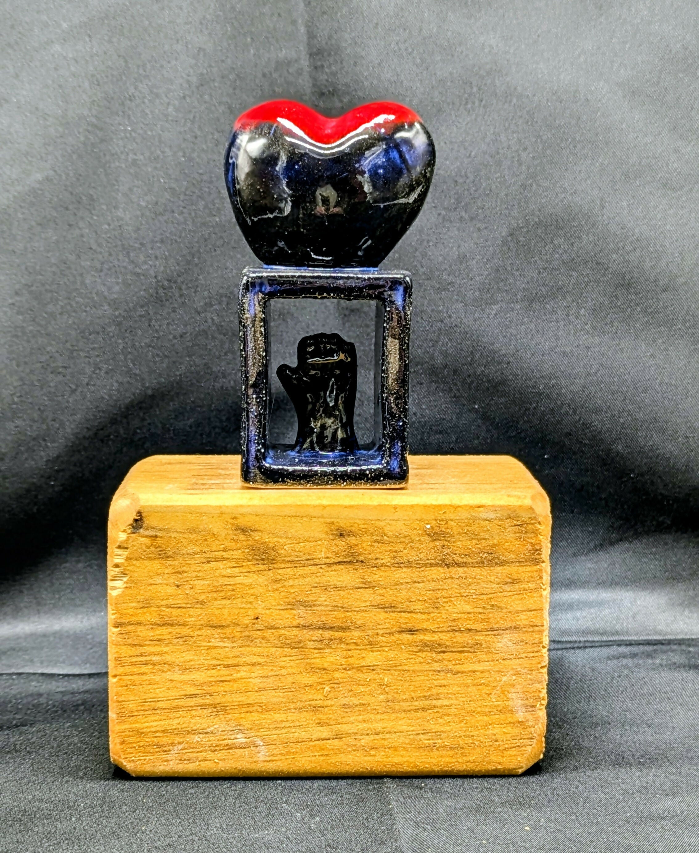 Balance Small square Heart and Duckie Ceramic Sculpture