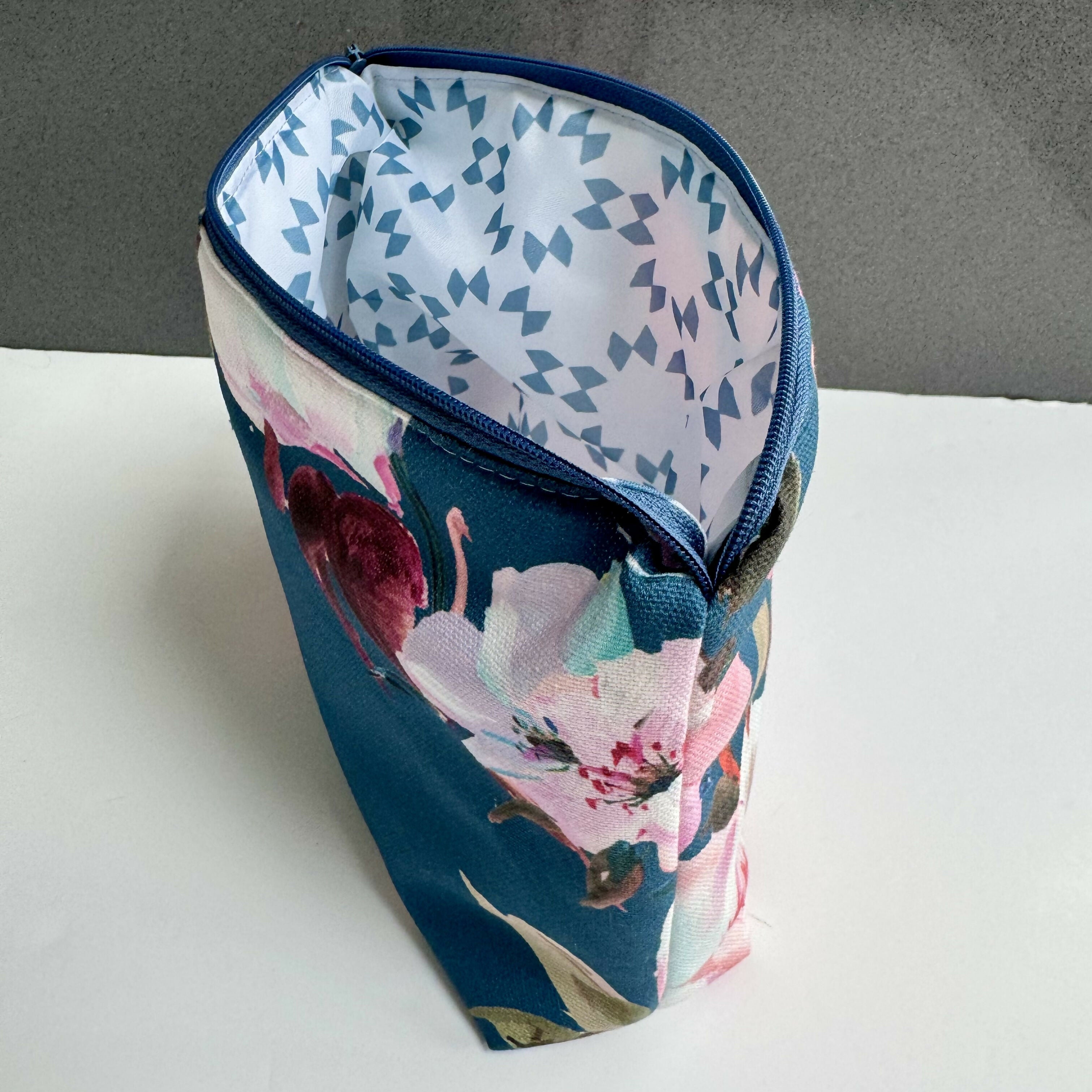 Medium Toiletry Bag - Teal Modern Floral