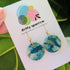 Green & Gold Faux Stone Circle Dangle Handmade Polymer Clay Earrings