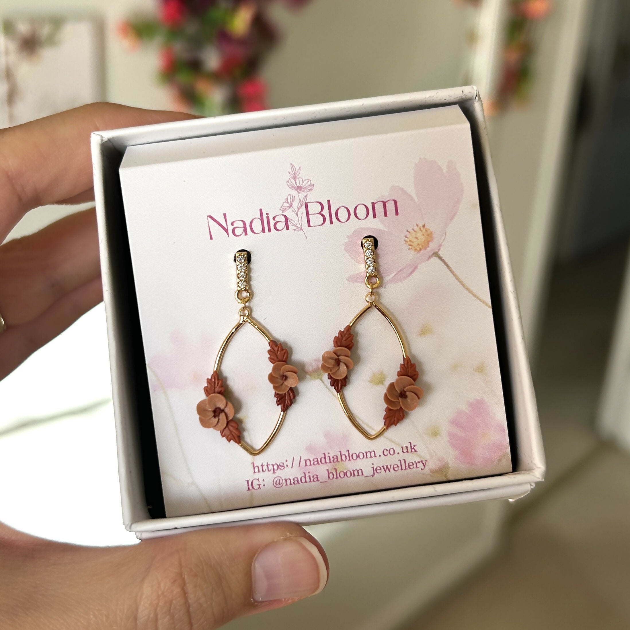 Autumn Flowers Oval Earrings