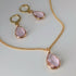Powder Pink Faceted Crystal Teardop Gold Plated Huggie Earrings