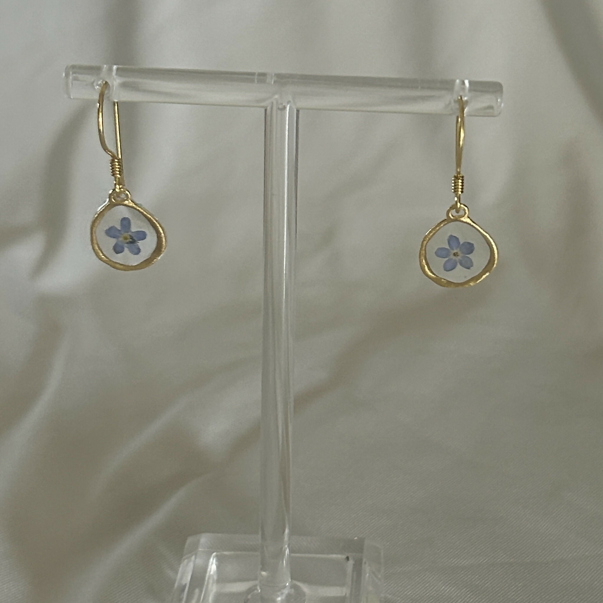 Gold Forget Me Not Circle Earrings