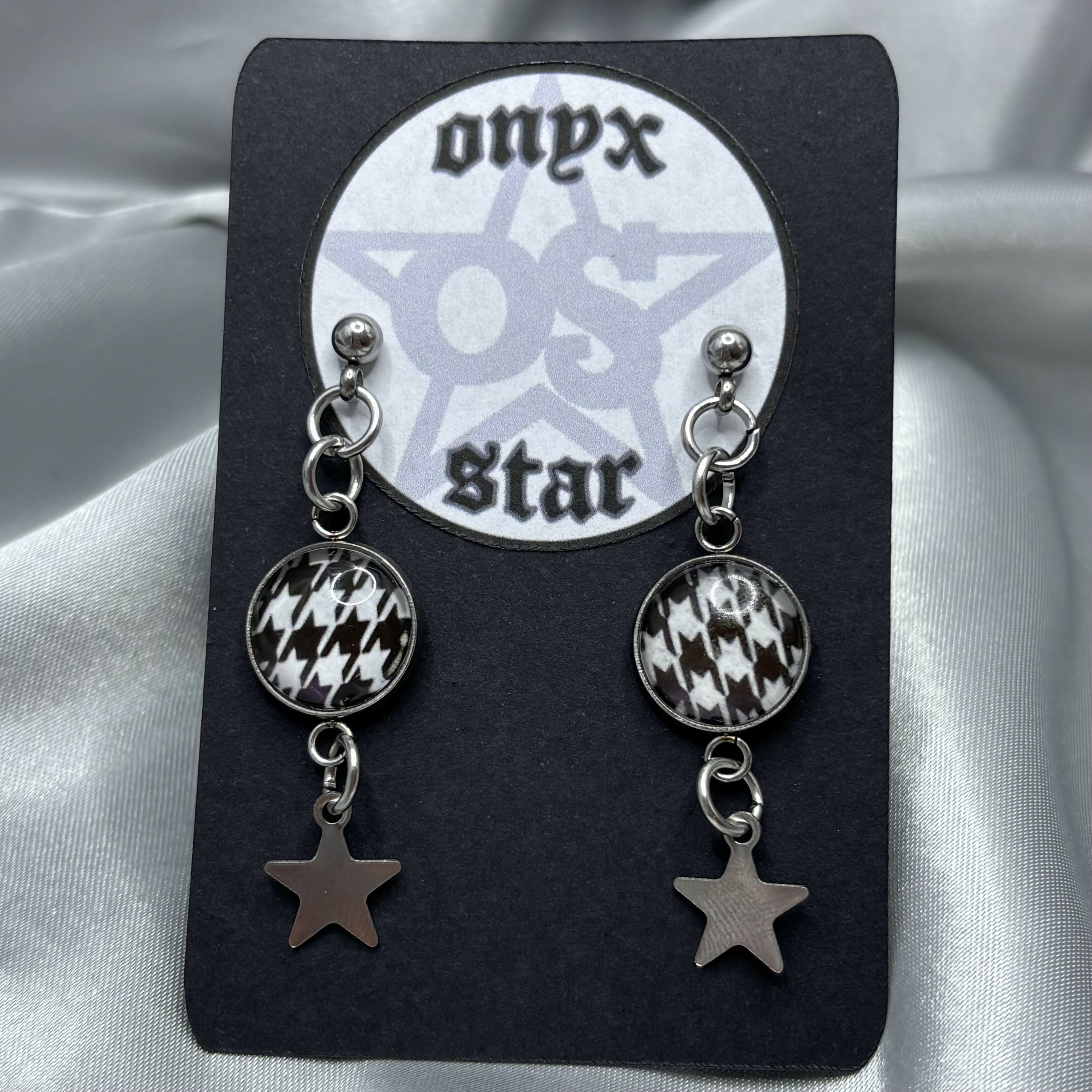 Houndstooth Star Dangle Earrings