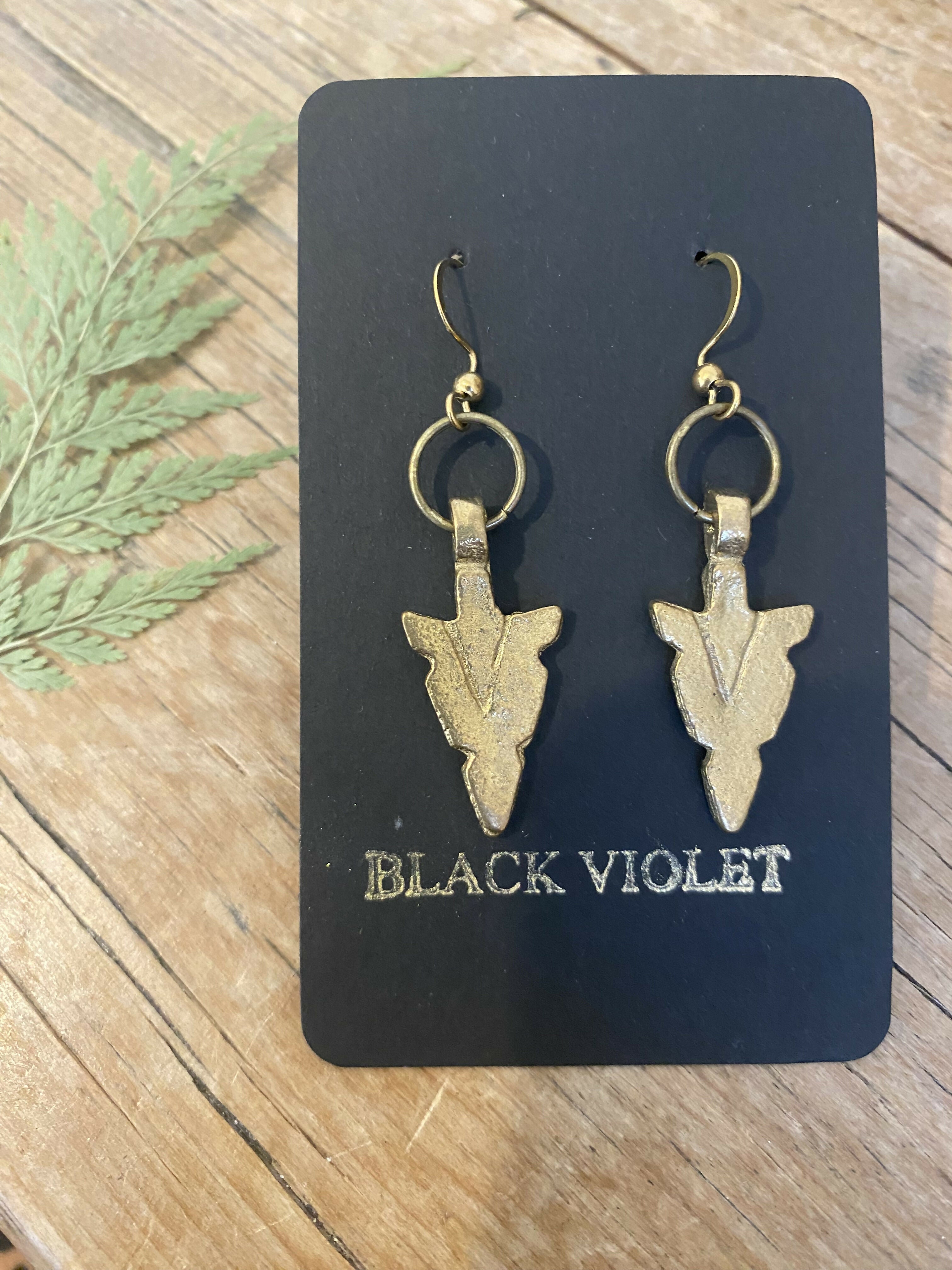 Brass Arrowhead Earrings