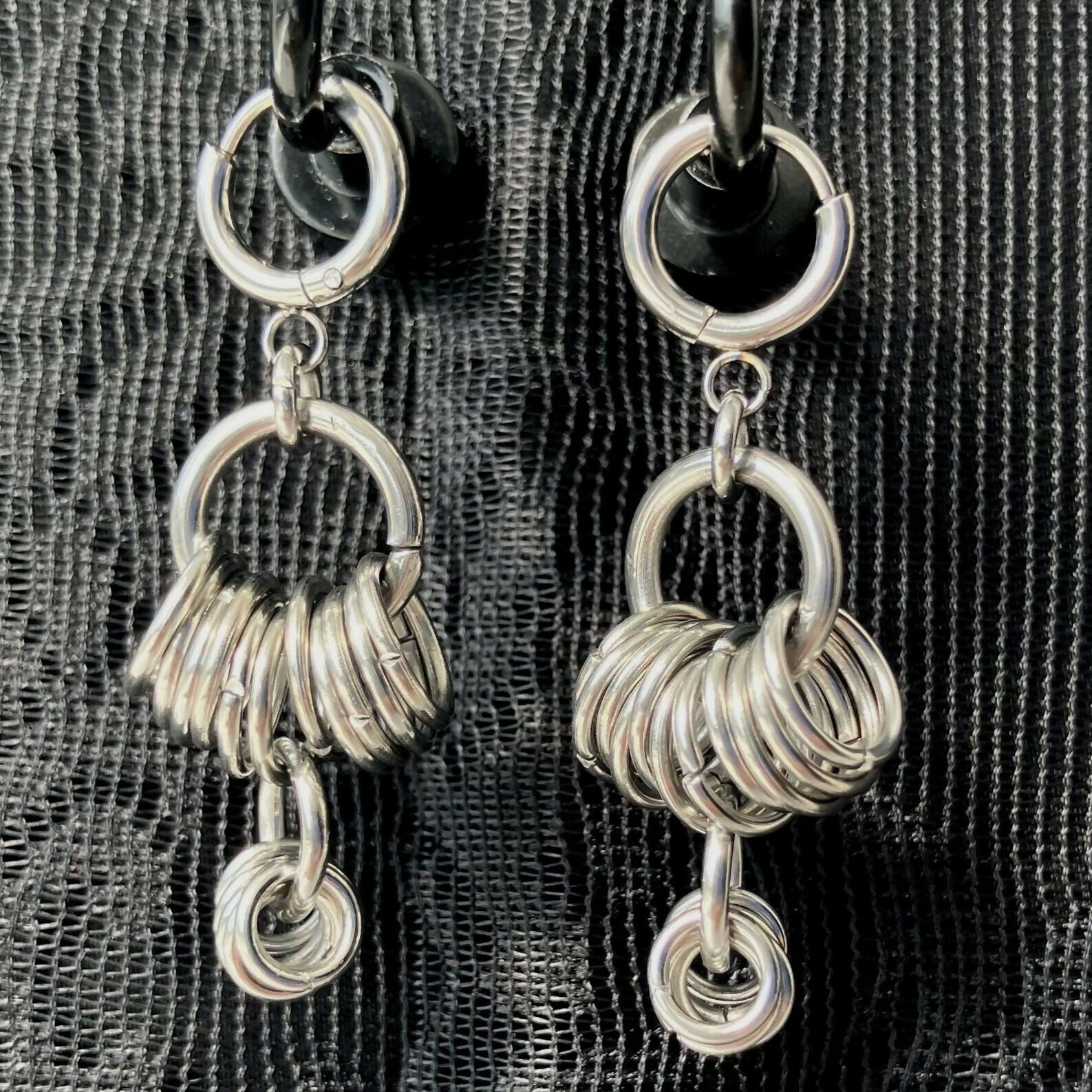 CHAINMAIL STACKED EARRINGS - STAINLESS STEEL