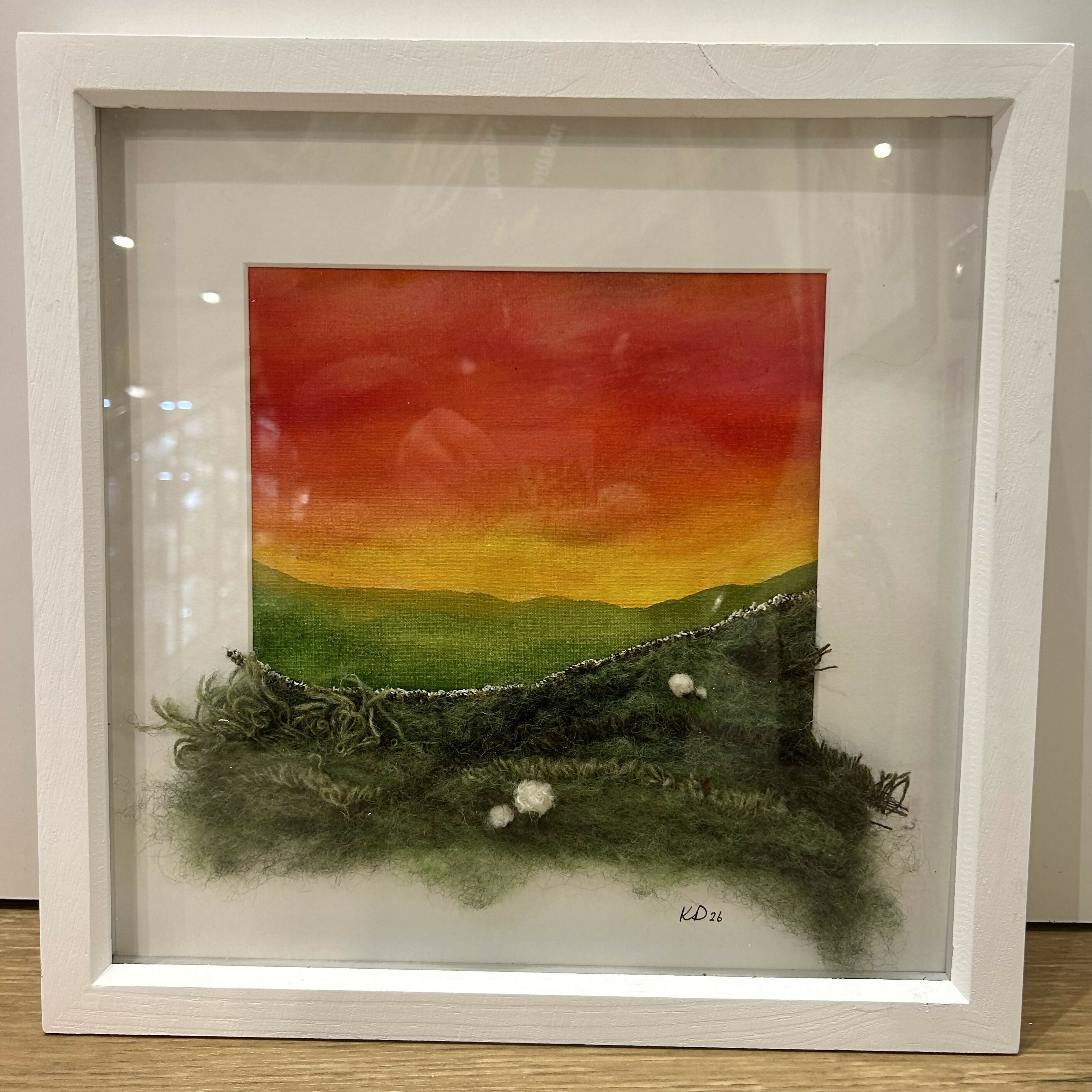 Sunset - Mixed Media Original Framed Art