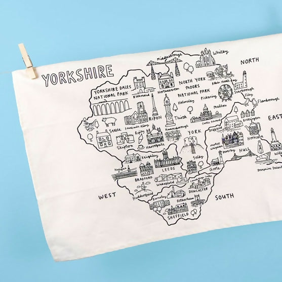 Yorkshire Map Tea Towel - Illustrated Home Gift