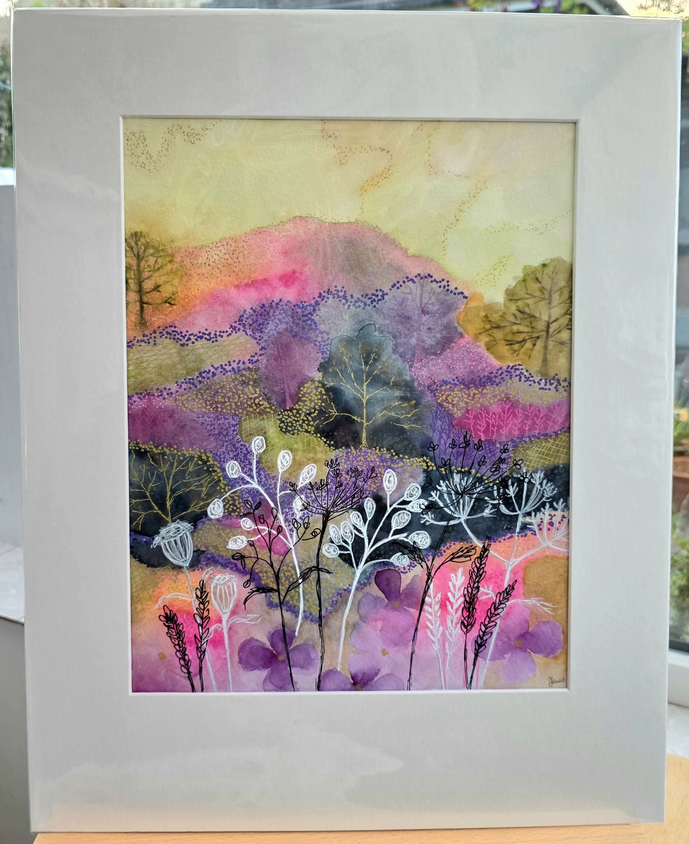 'Hedgerow in Late Summer' Original Mixed Media Painting