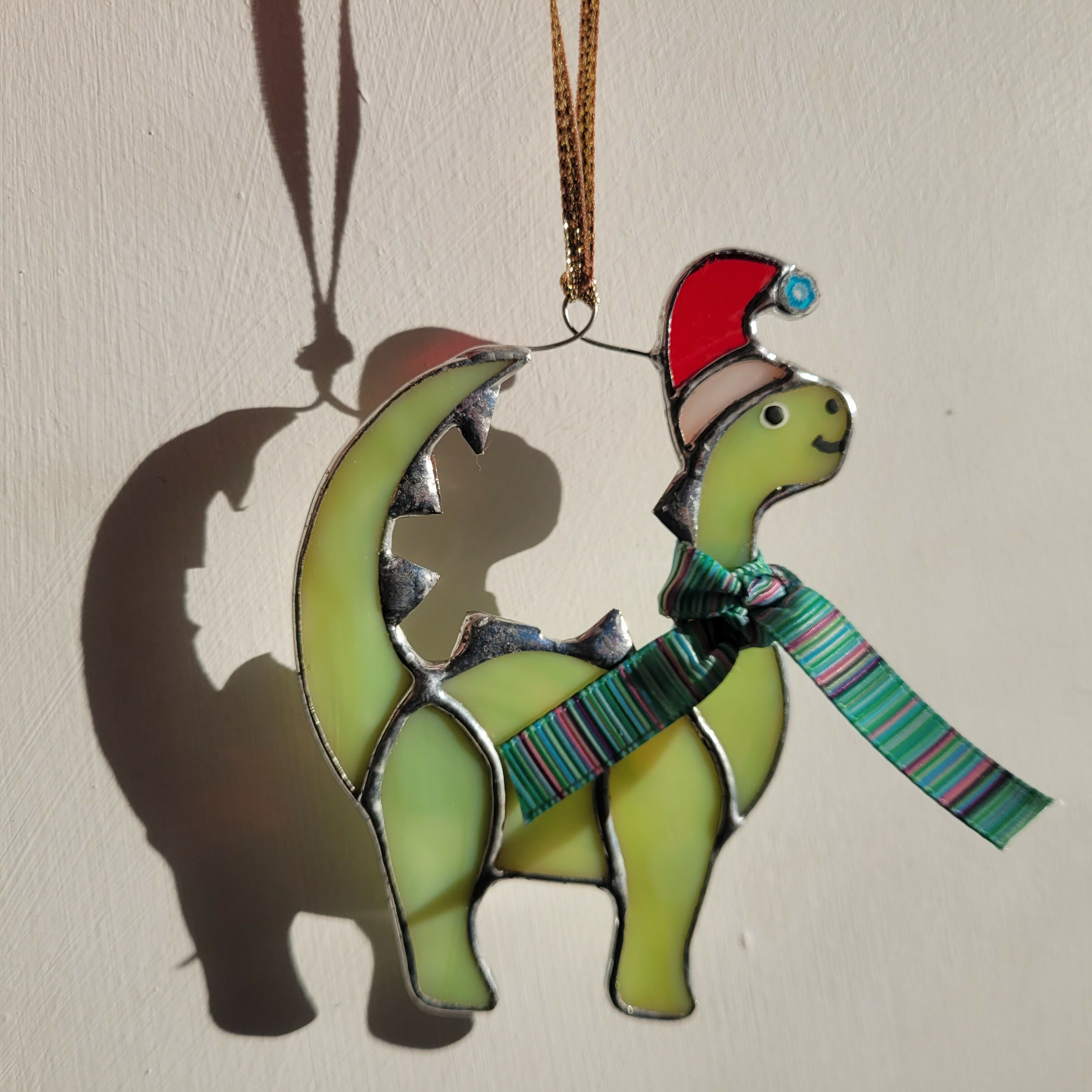 Glass Dinosaur Christmas Decoration
