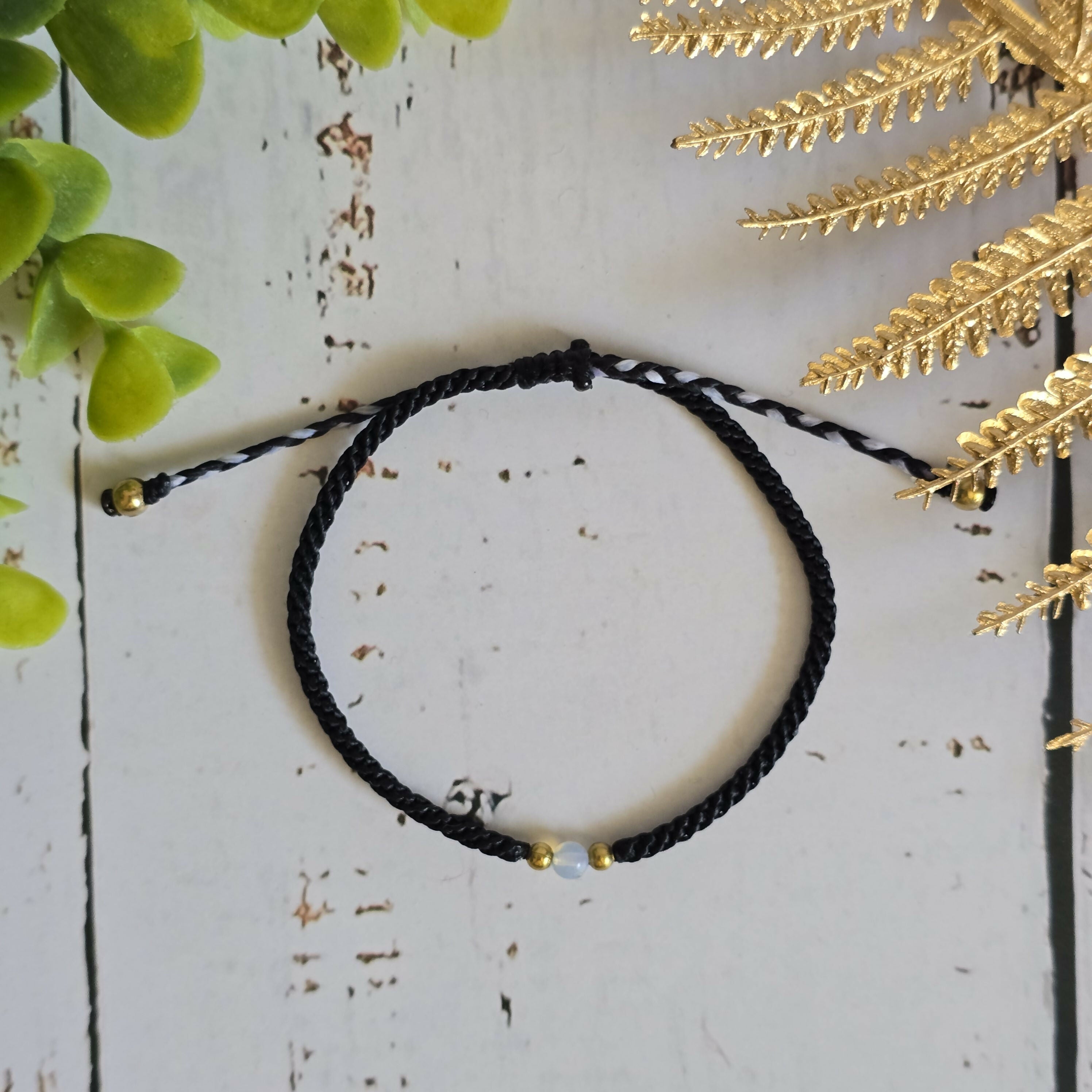 Moonstone Birthstone Bracelet; Single Crystal Macrame Adjustible June Gift Bracelet