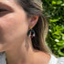 Dark Floral Drop Earrings with Bordeaux Rose and Pink Flower Detail