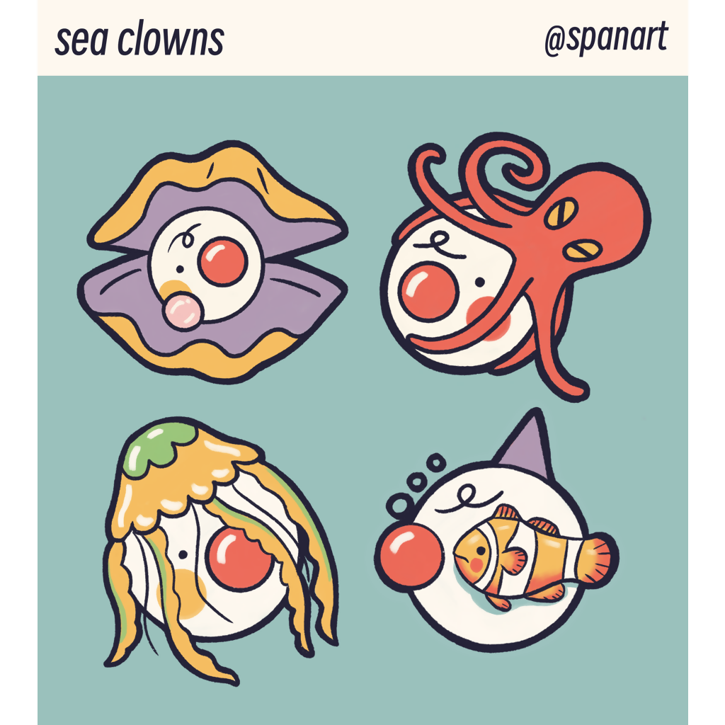 'Sea Clowns' Sticker Sheet