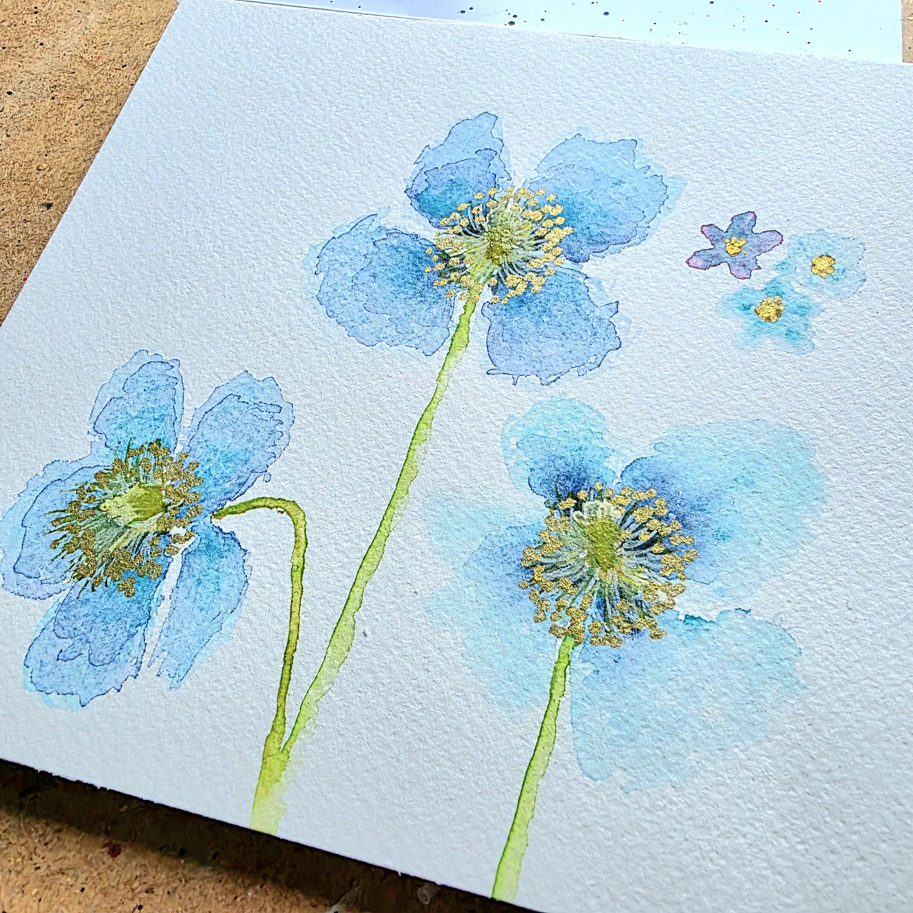 'Meconopsis' Original Mixed Media Painting