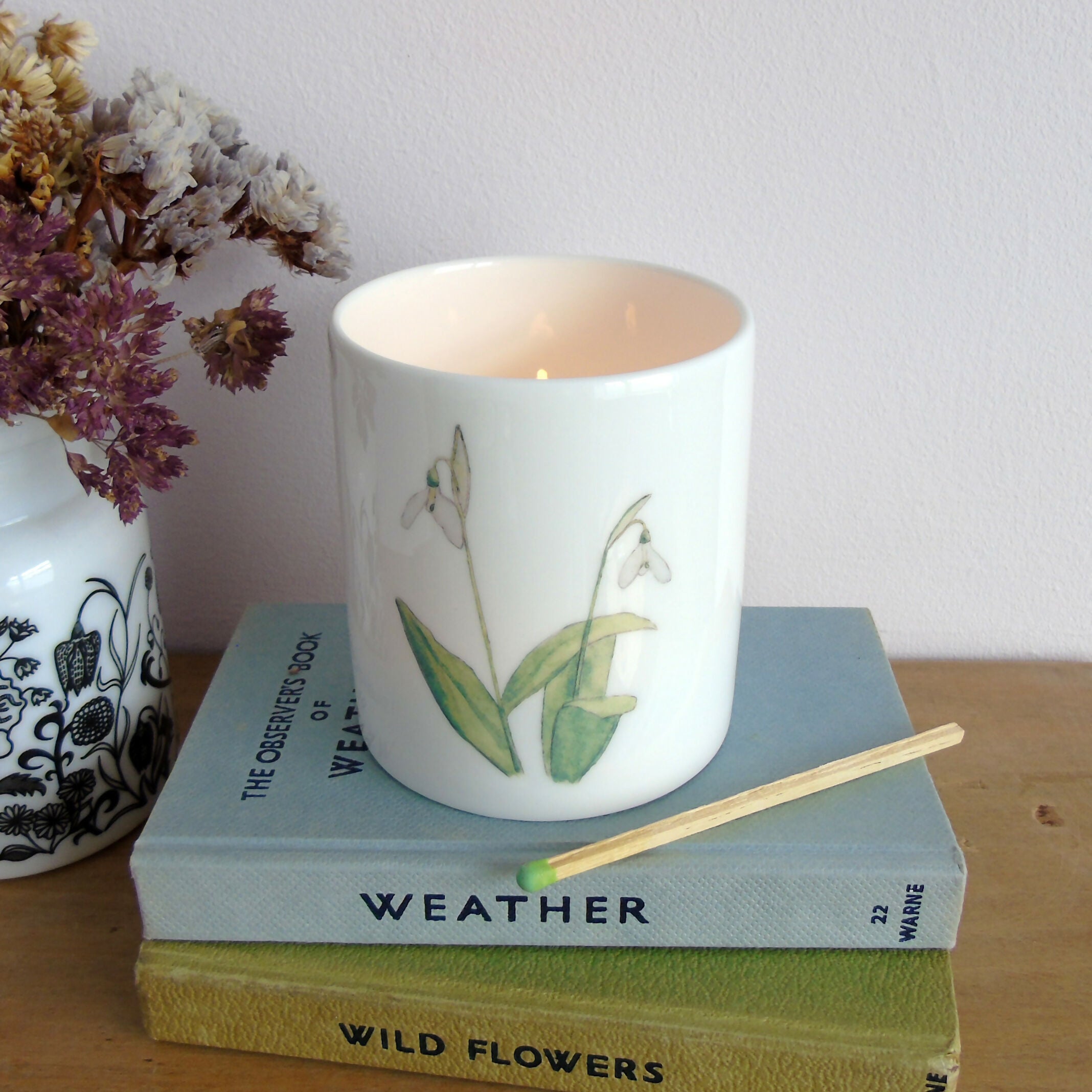 Snowdrops Bone China Candle Holder