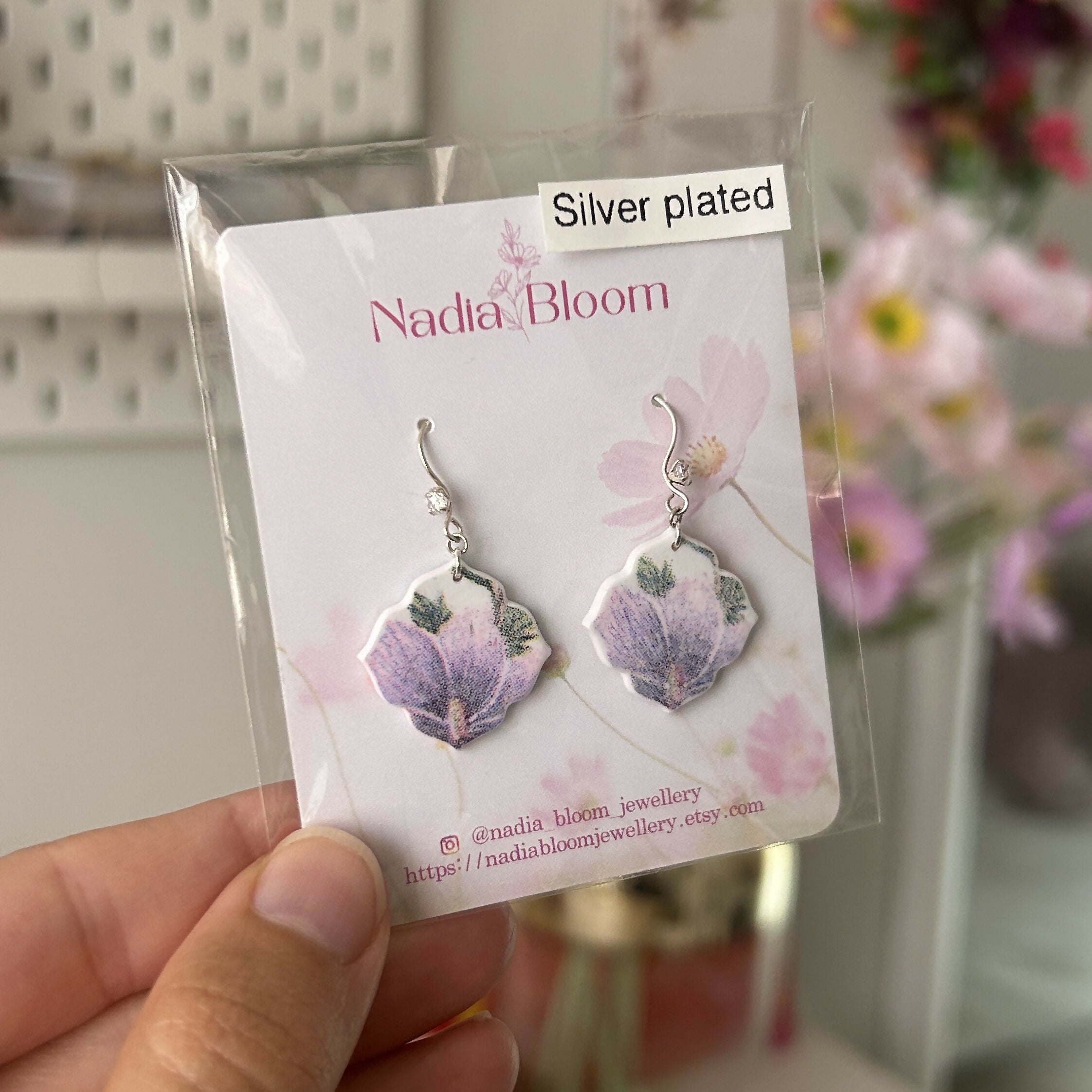 Purple Flower Polymer Clay Earrings