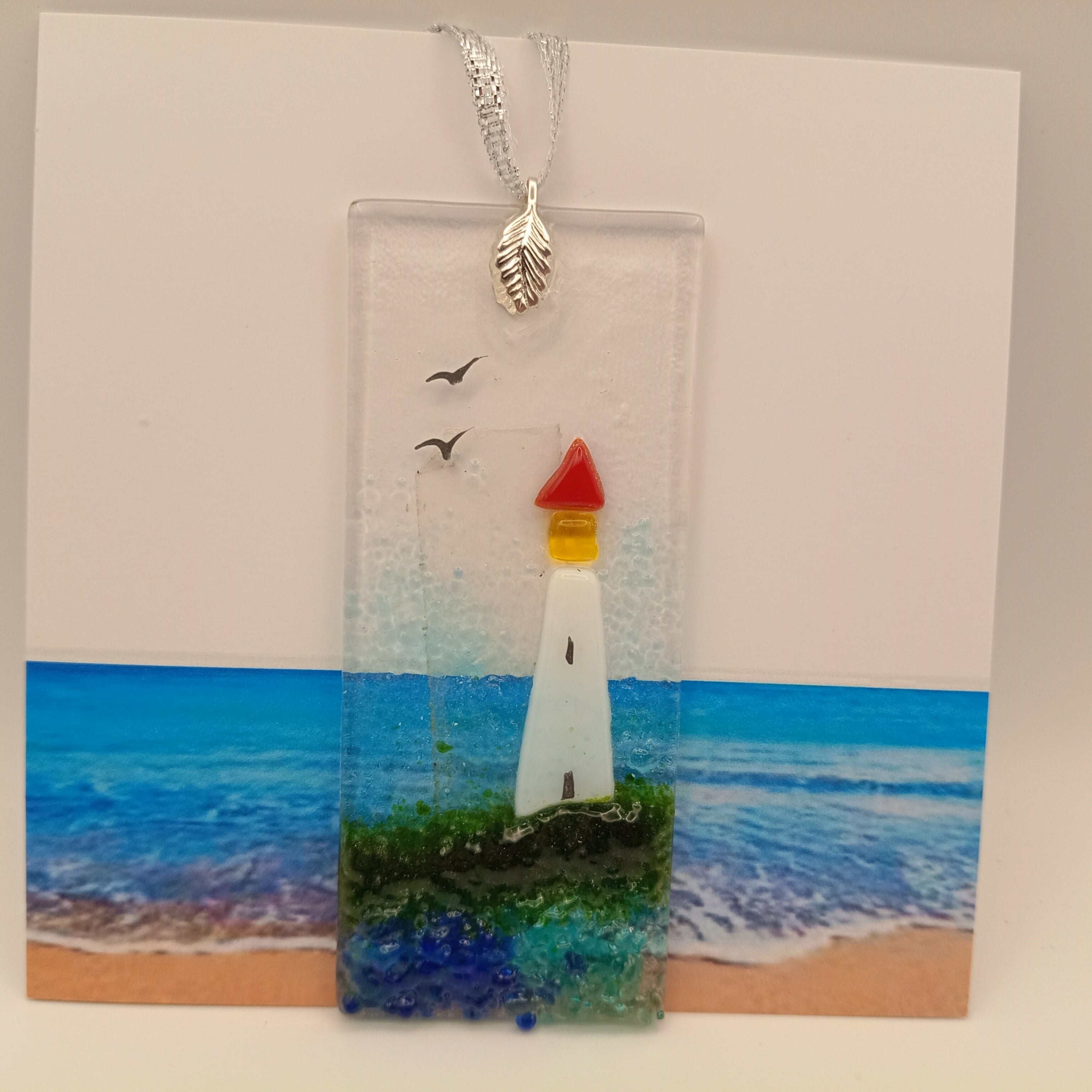 Fused Glass Lighthouse Card