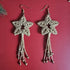 Christmas Shooting Star Earrings; Macrame Gold Sparkly Knotted Cord Festive Handmade Earrings