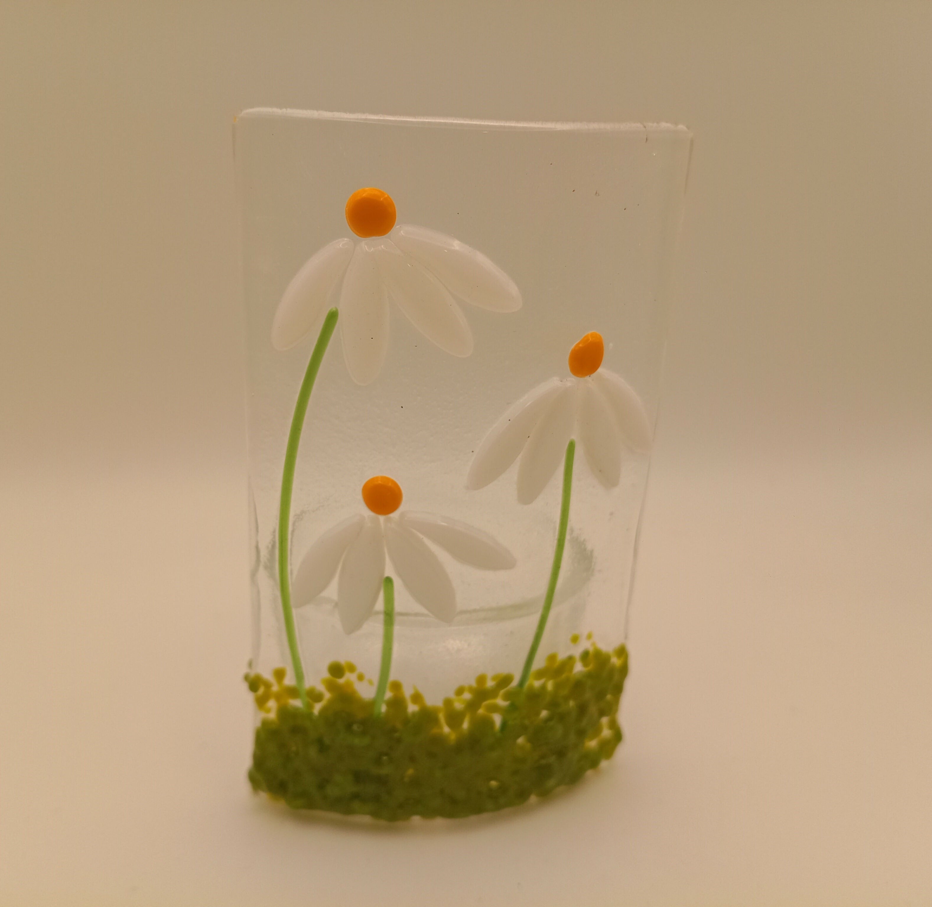 Fused Glass Daisy Tealight