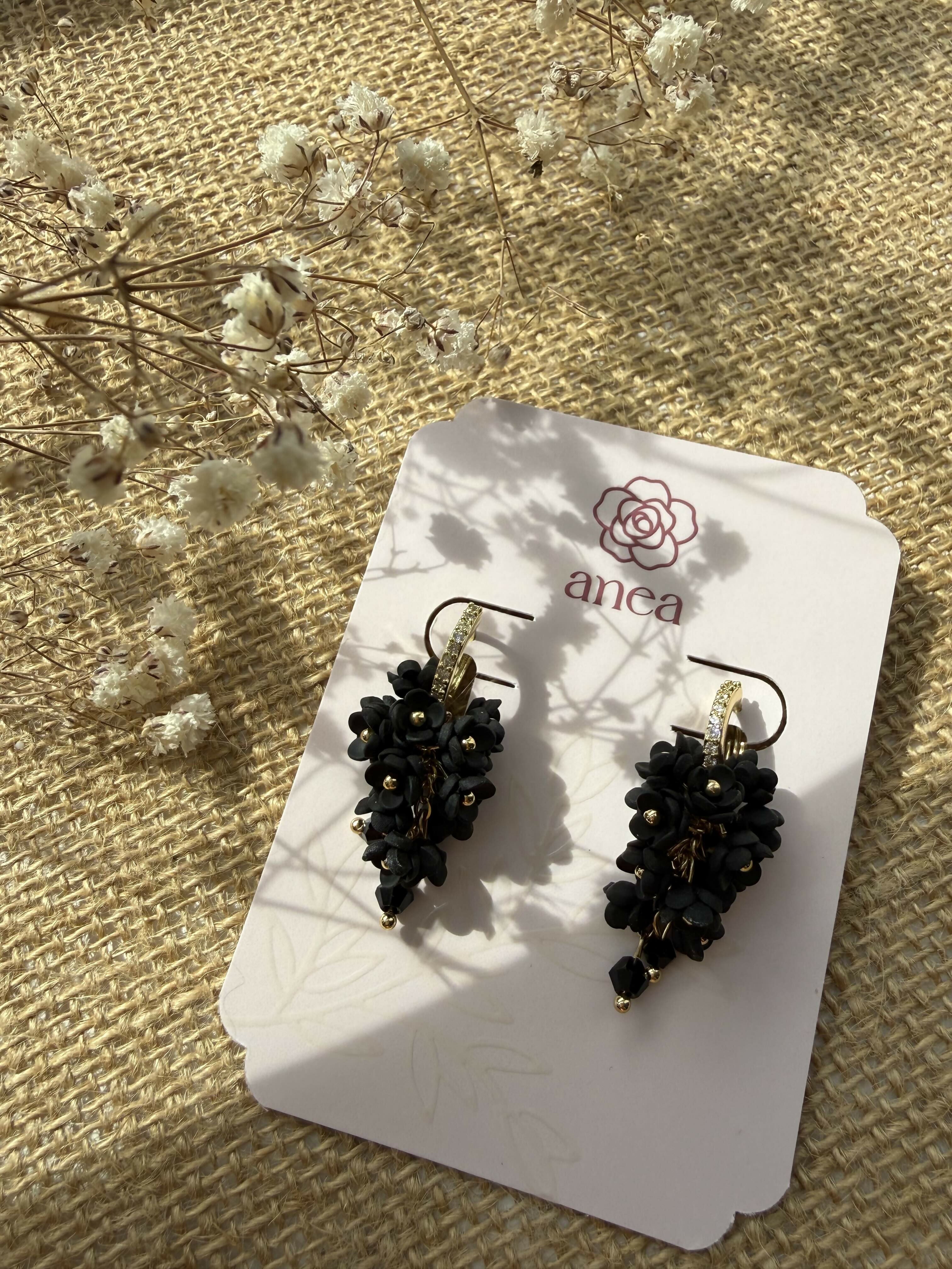 Cascading Flower Drop Earrings with Mini Floral Clusters