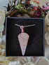 Rose Quartz Wire Wrapped Crystal Prism Necklace on Sterling Silver Chain