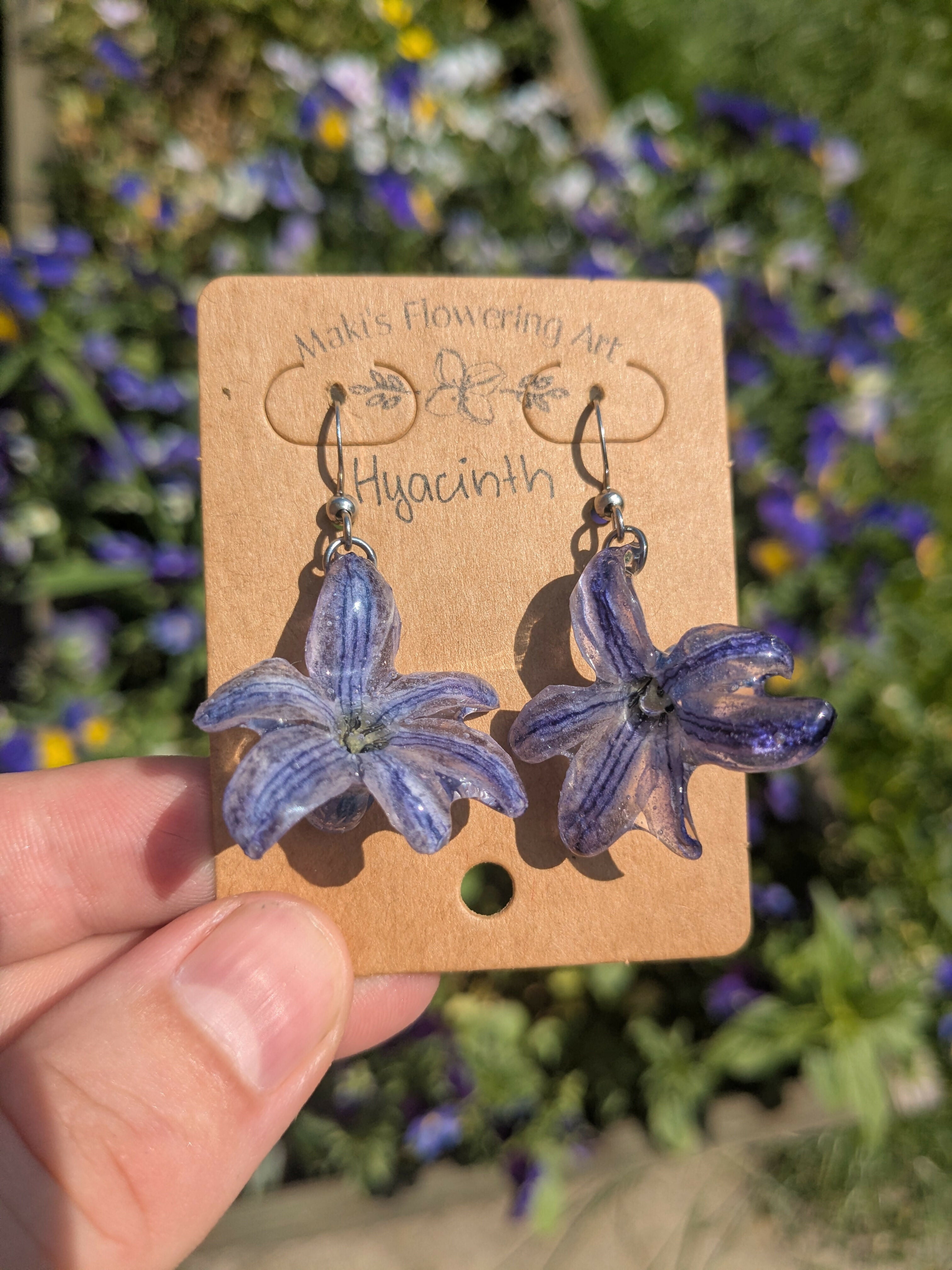 REAL BLUE HYACINTH EARRINGS